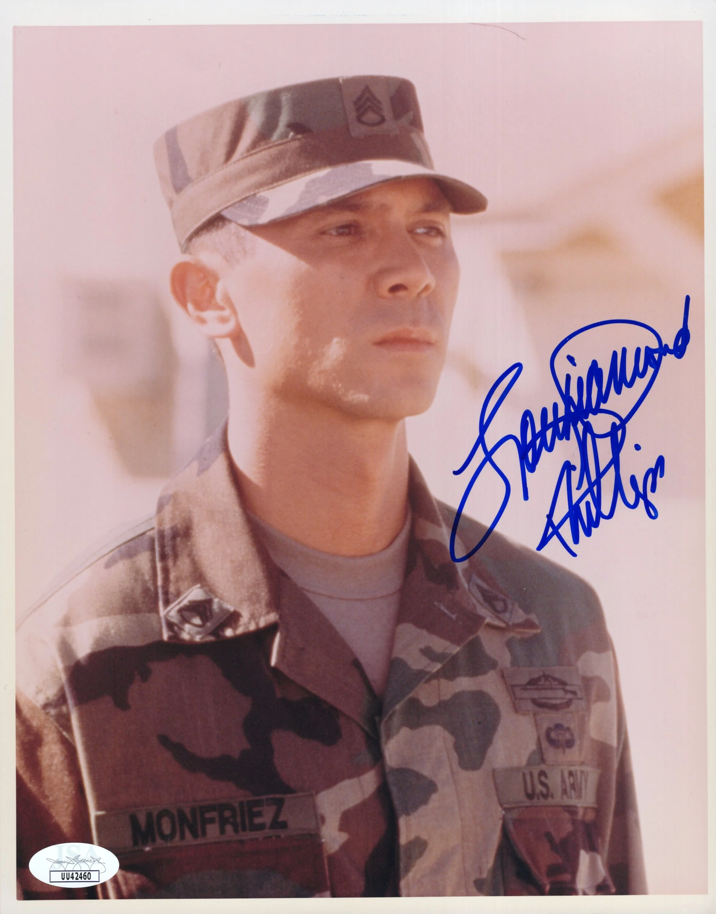 Lou Diamond Phillips Signed Photo 8x10, Lou Diamond Phillips Autograph in Courage Under Fire as Monfriez, Bust Shot, JSA and PSA Letter Double Certified Authentic UU42460