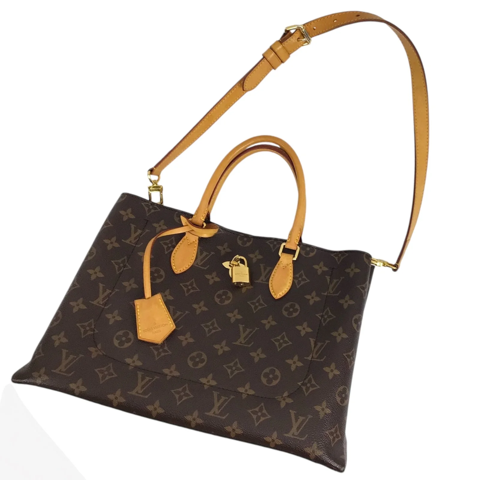 Louis Vuitton Brown & Tan Flower Tote Monogram Canvas Preloved Bag - Image 14