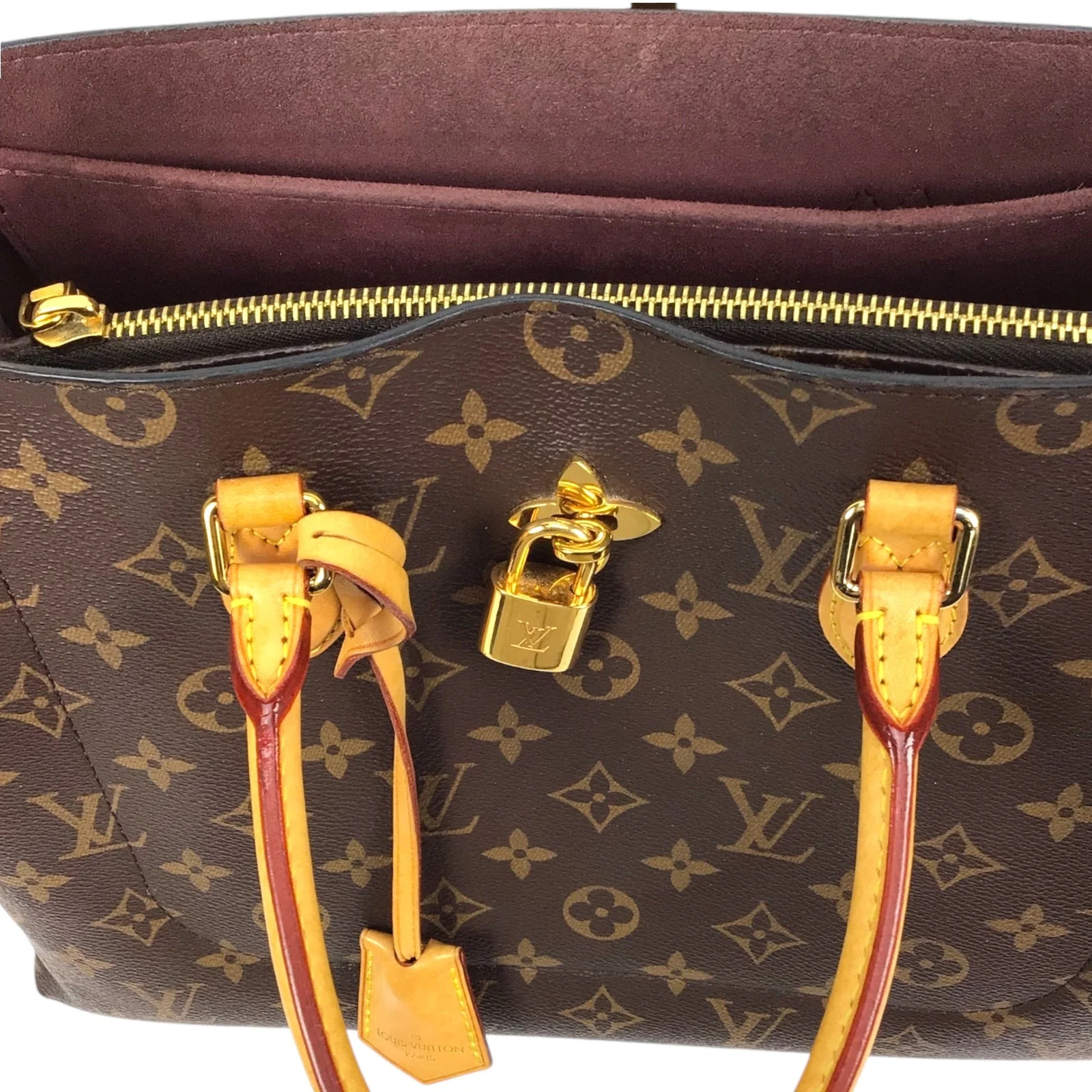 Louis Vuitton Brown & Tan Flower Tote Monogram Canvas Preloved Bag - Image 3