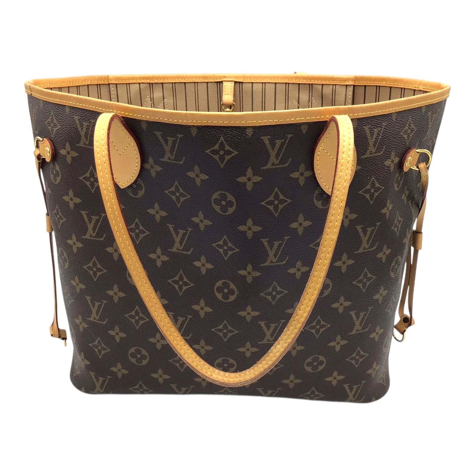 Louis Vuitton Neverfull MM Monogram Tote - Vachetta Leather Straps, Brass Hardware - Image 2