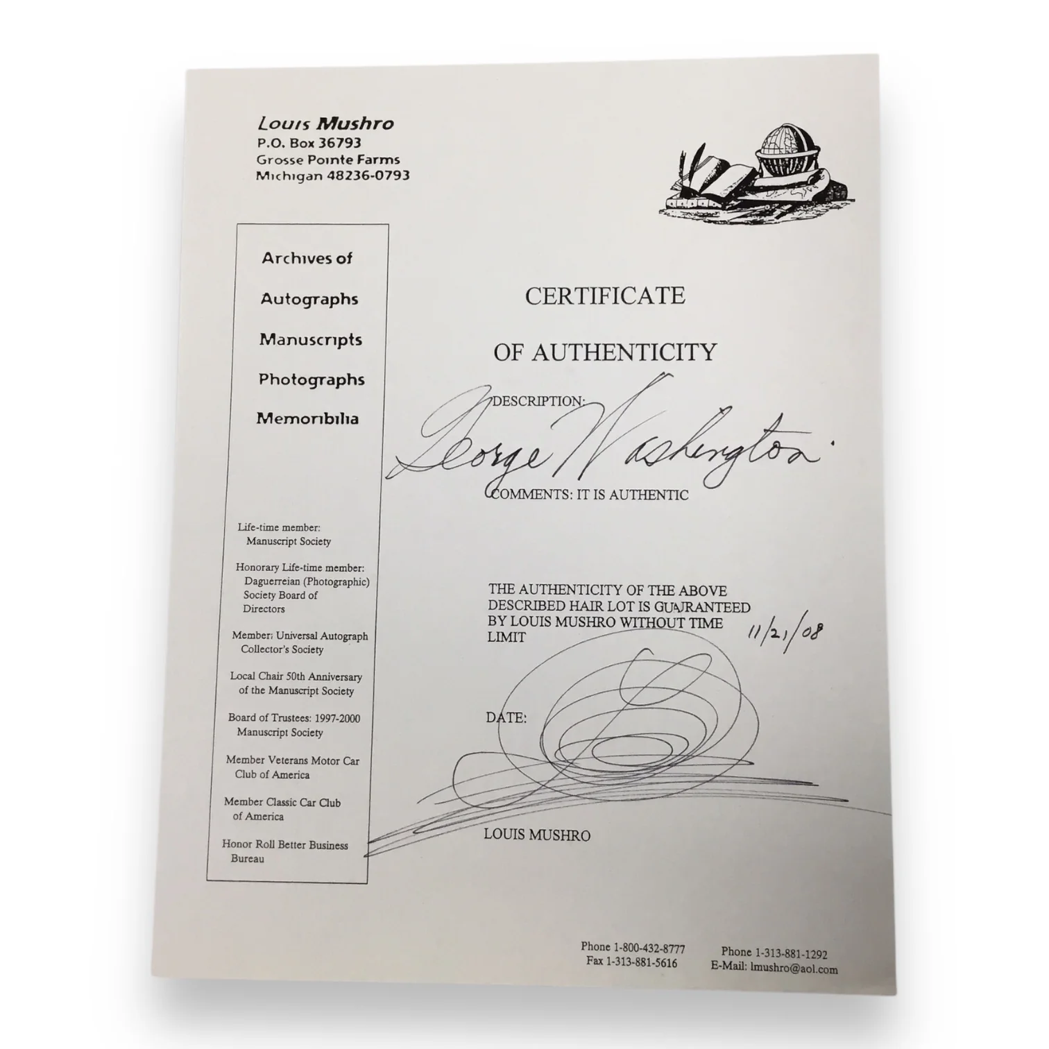 George Washington Hair Clipping with Certificate of Authenticity - Image 5