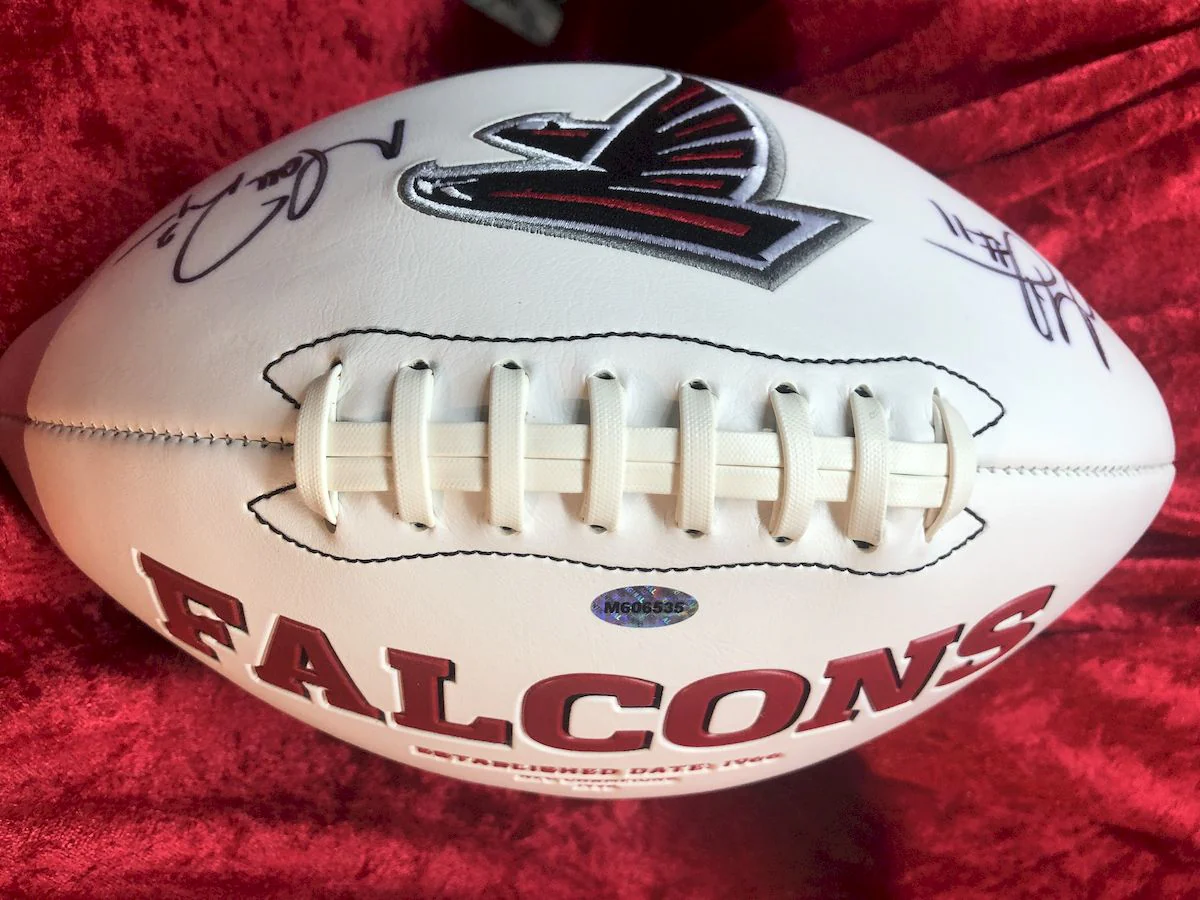 Matt Ryan & Julio Jones Guaranteed Authentic Autographed Football Shadowbox - Image 4