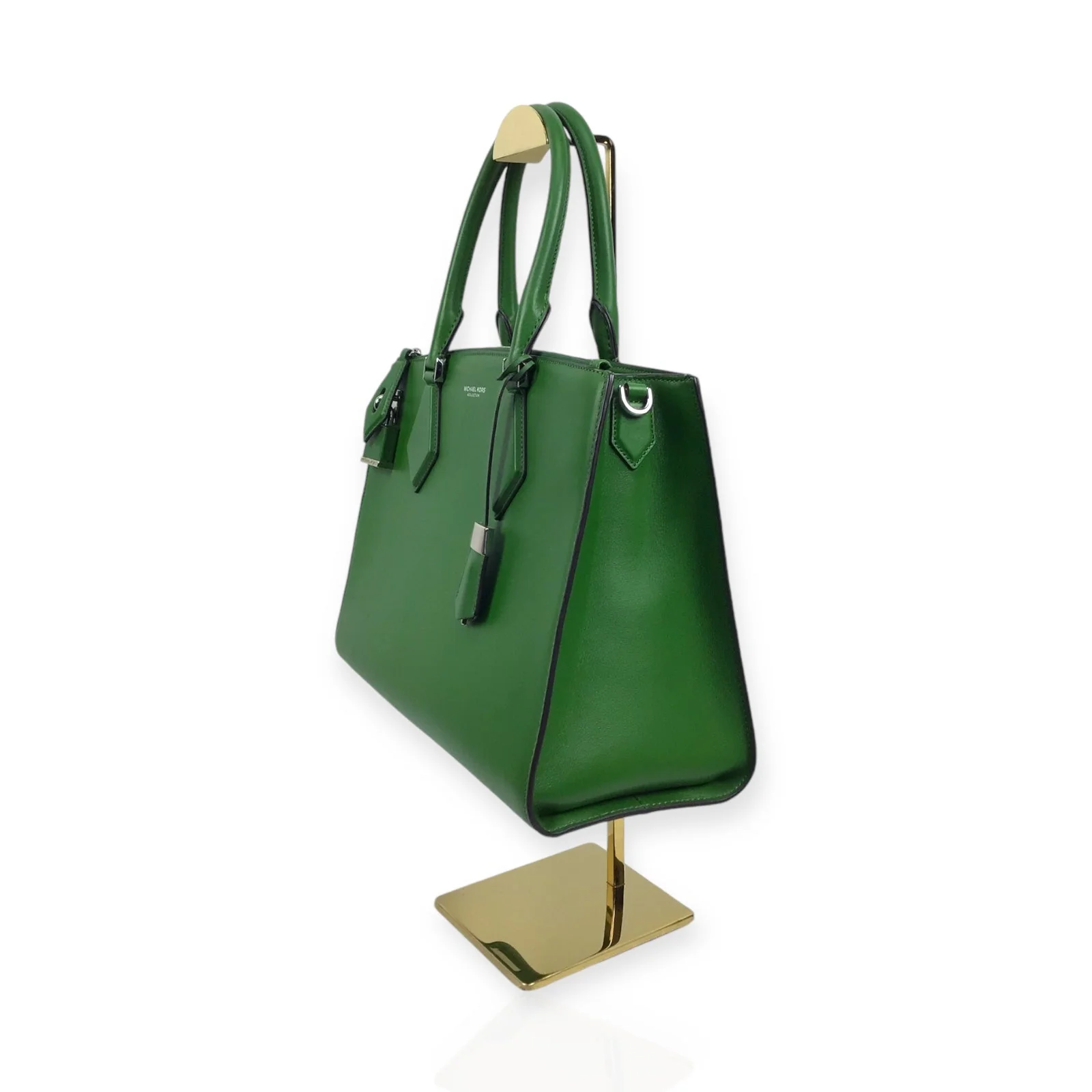 Michael Kors Kelly Green Leather Handbag with Silver Hardware - Image 3