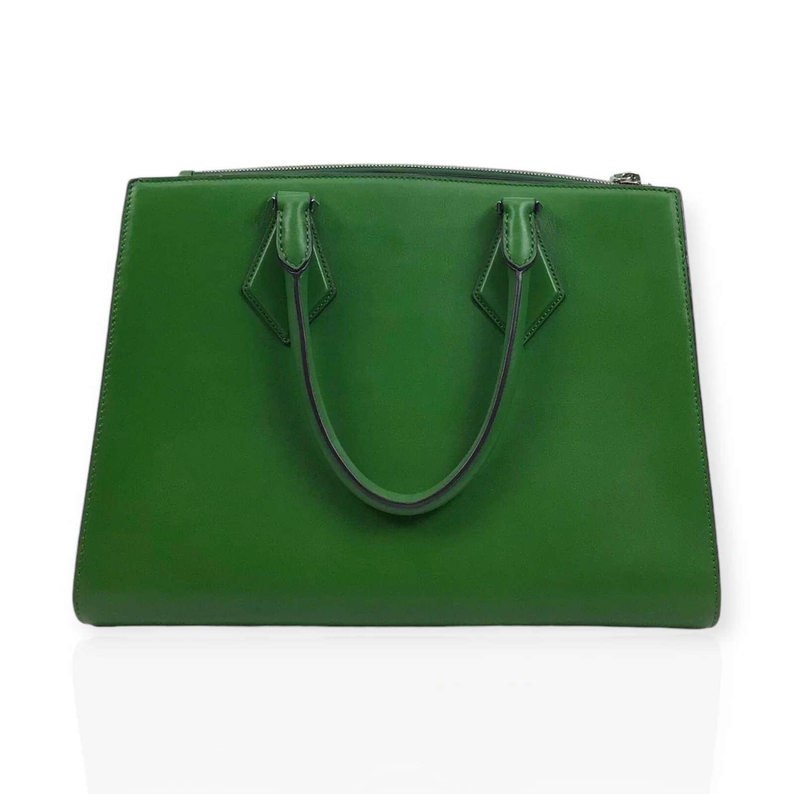 Michael Kors Kelly Green Leather Handbag with Silver Hardware - Image 8