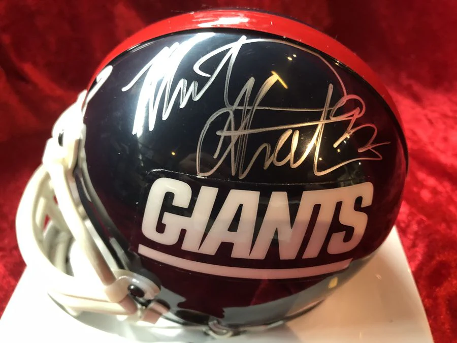 Michael Strahan Giants Signed Mini Helmet Shadowbox w/ Card, Figure, COA - Image 5
