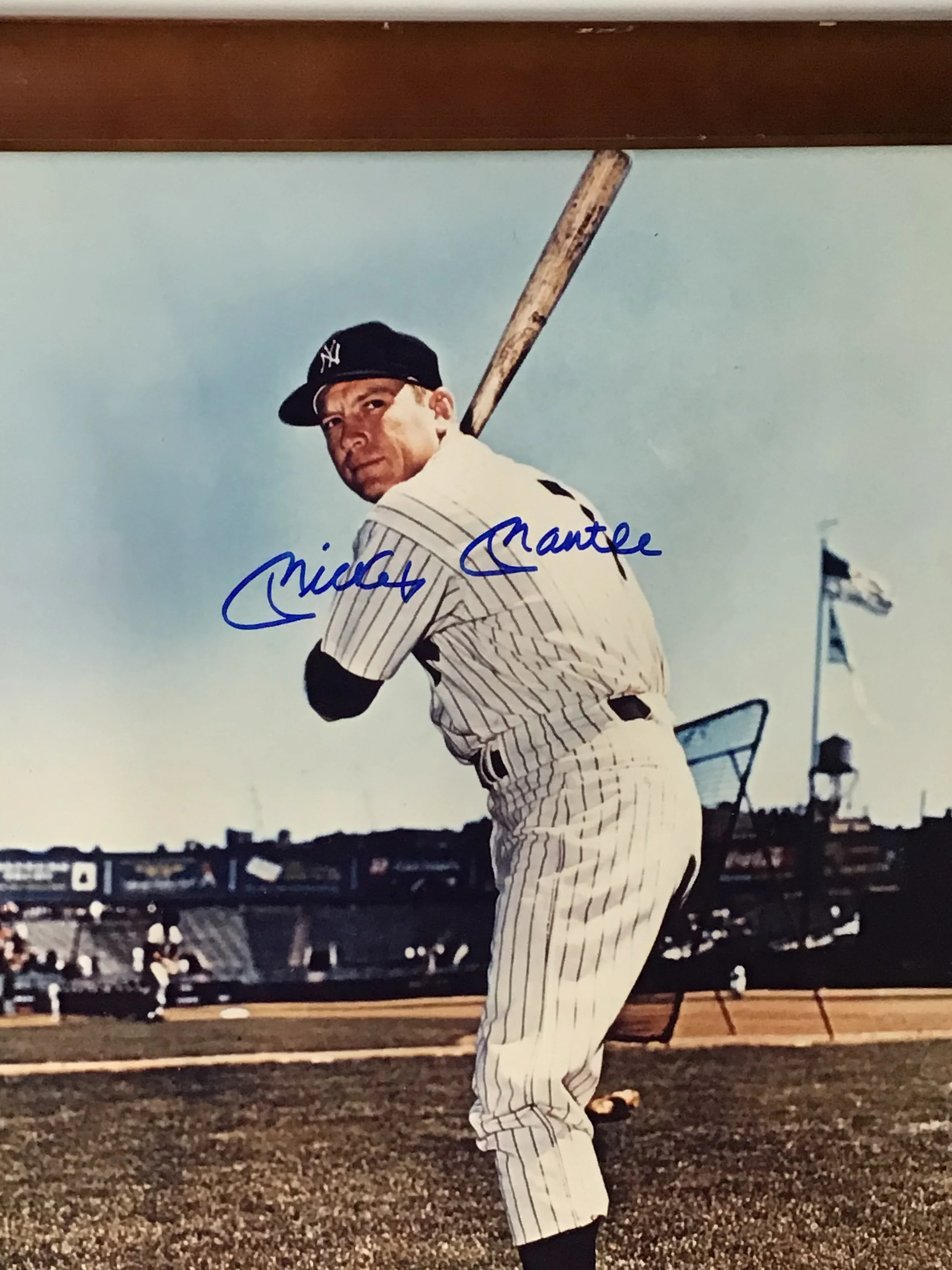 Mickey Mantle Signed Photo w/ Beautiful Wood Frame and G.A. Certification - Image 2