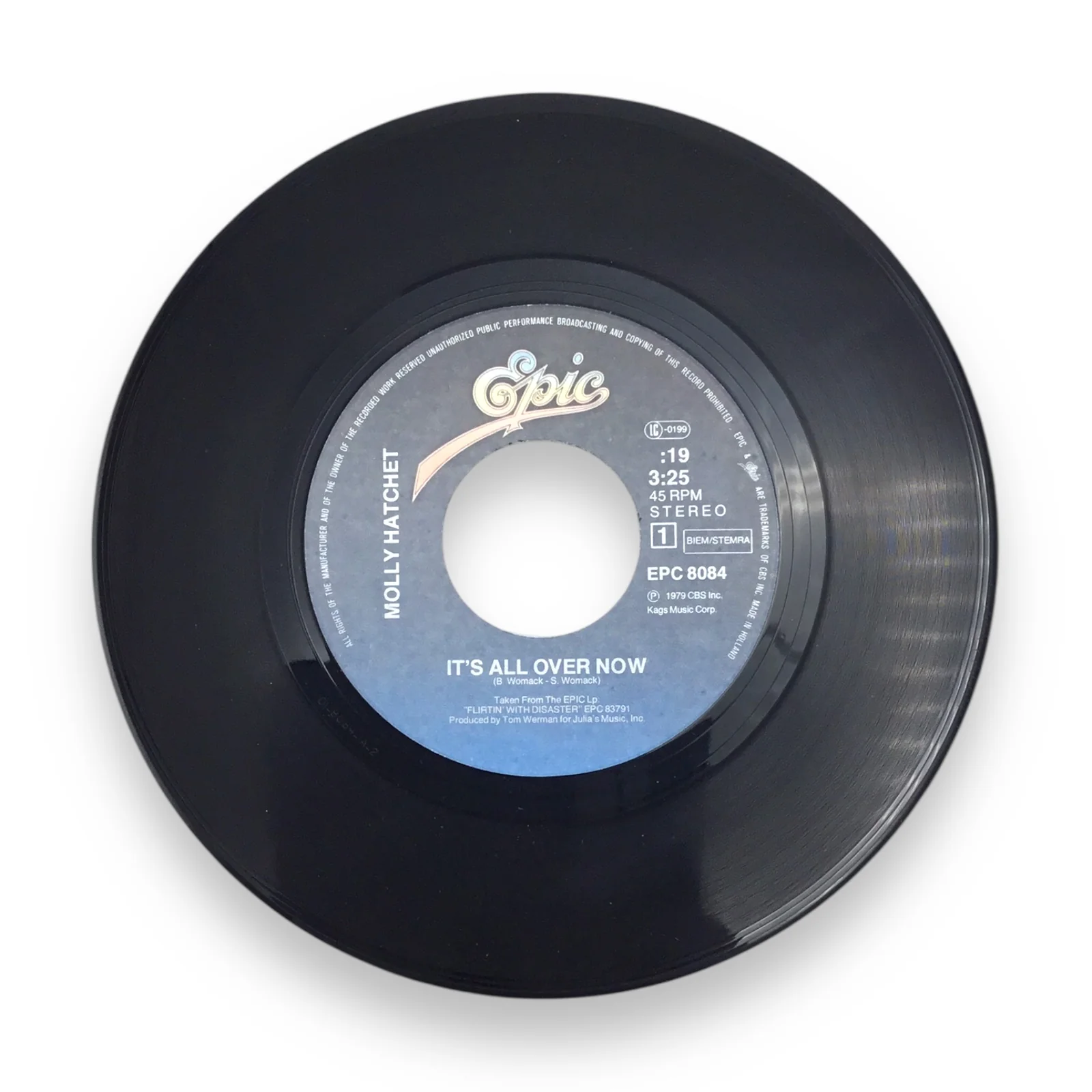 Molly Hatchet It's All Over Now 45 Record Vinyl Epic - Image 3