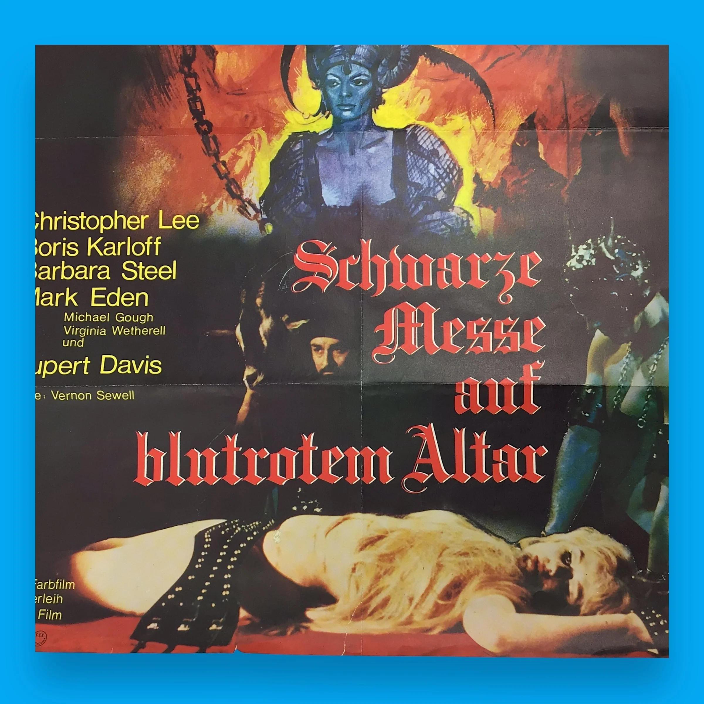 Original 1968 German Movie Poster – Schwarze Messe auf blutrotem Altar (Curse of the Crimson Altar) - Image 13