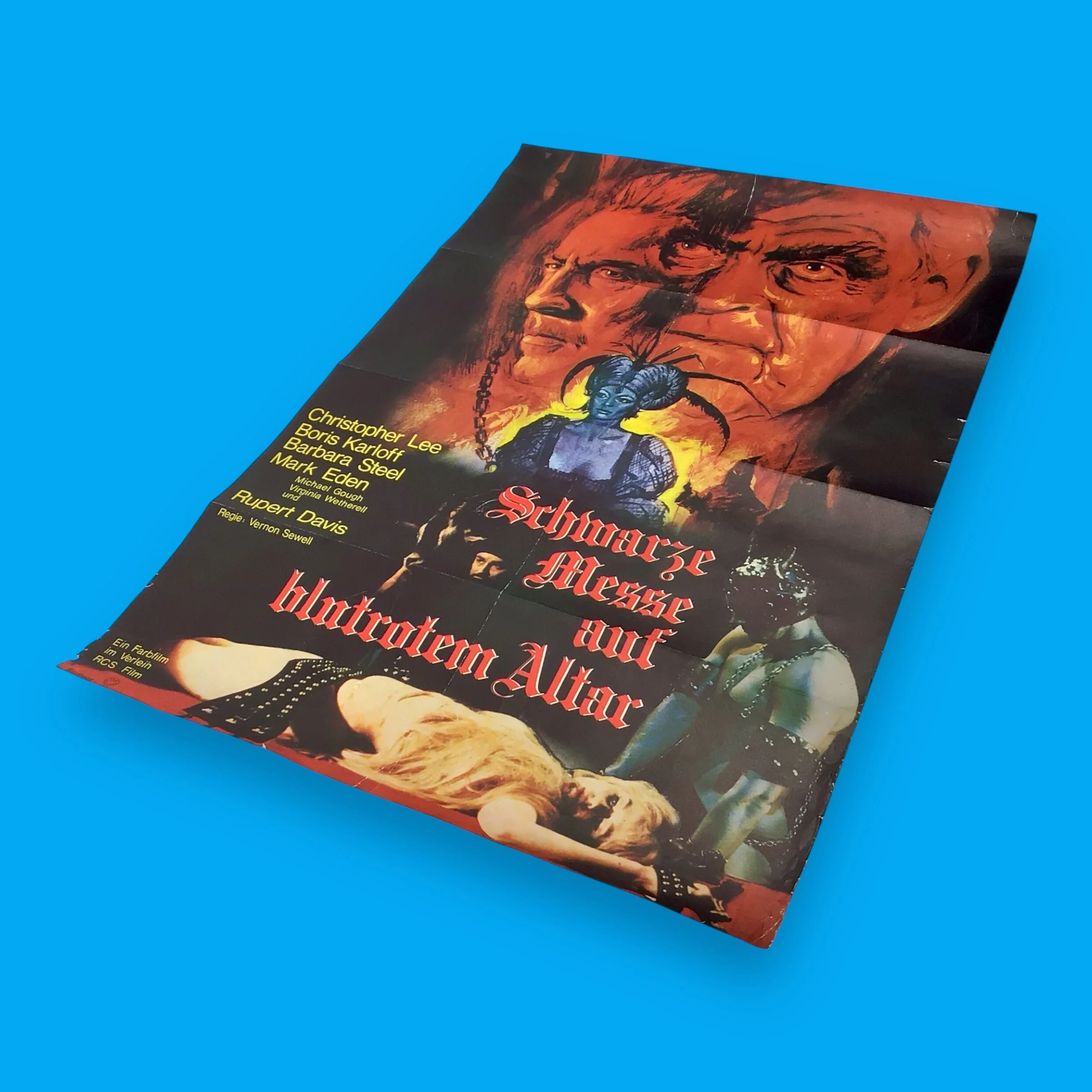 Original 1968 German Movie Poster – Schwarze Messe auf blutrotem Altar (Curse of the Crimson Altar) - Image 18