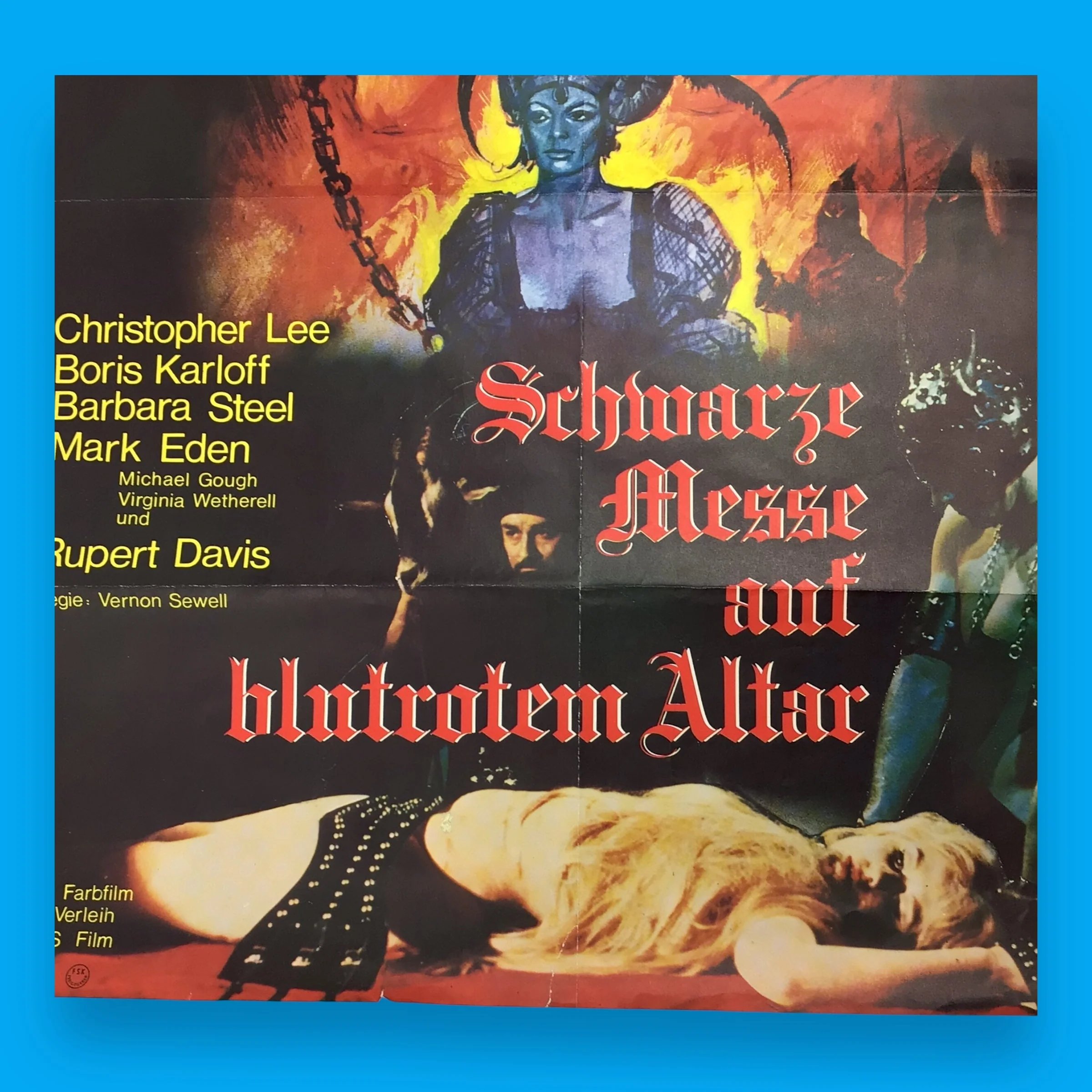 Original 1968 German Movie Poster – Schwarze Messe auf blutrotem Altar (Curse of the Crimson Altar) - Image 3