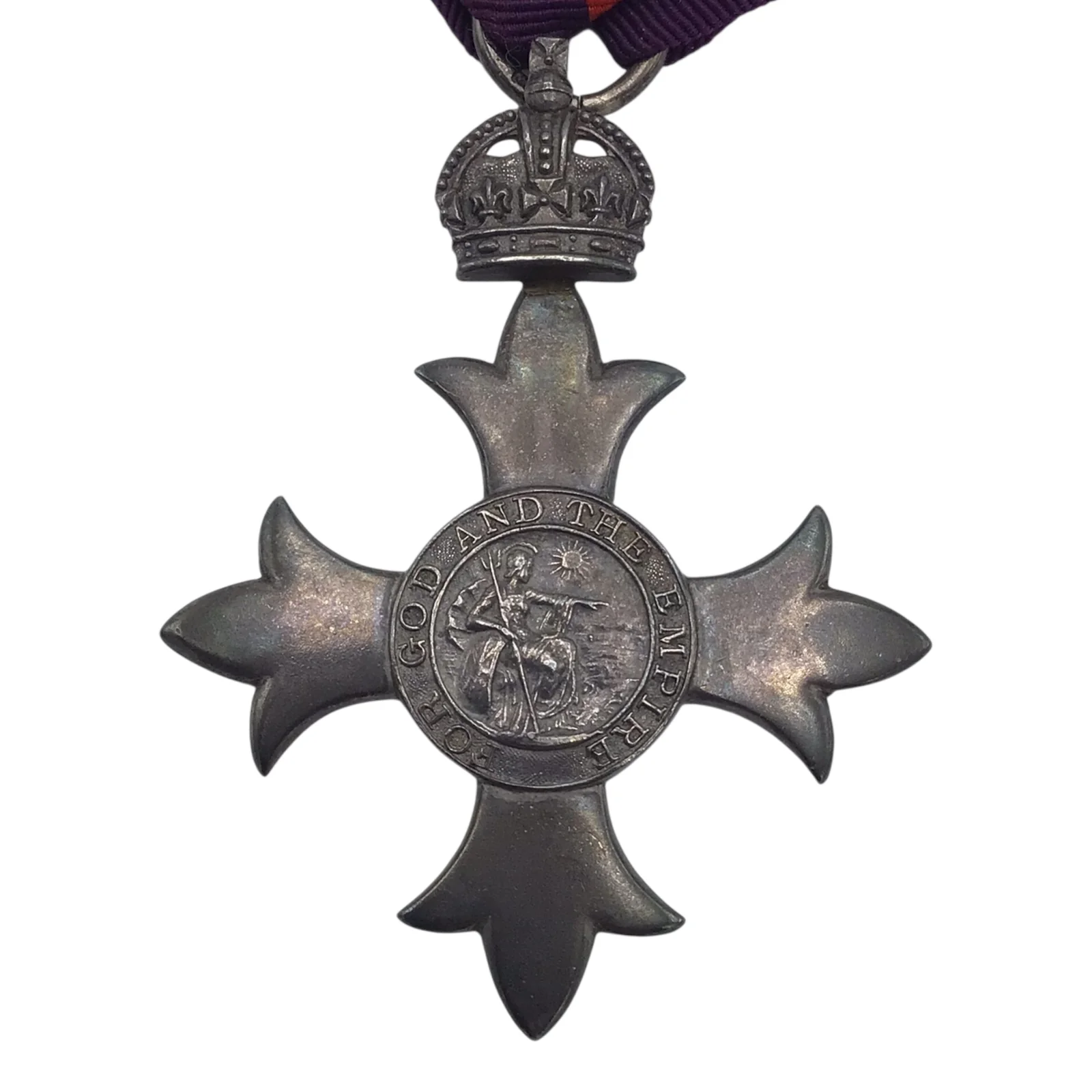 Post WW1 The Most Excellent Order of the British Empire Officer Medal First Type Stamped w/ Ribbon - Image 3