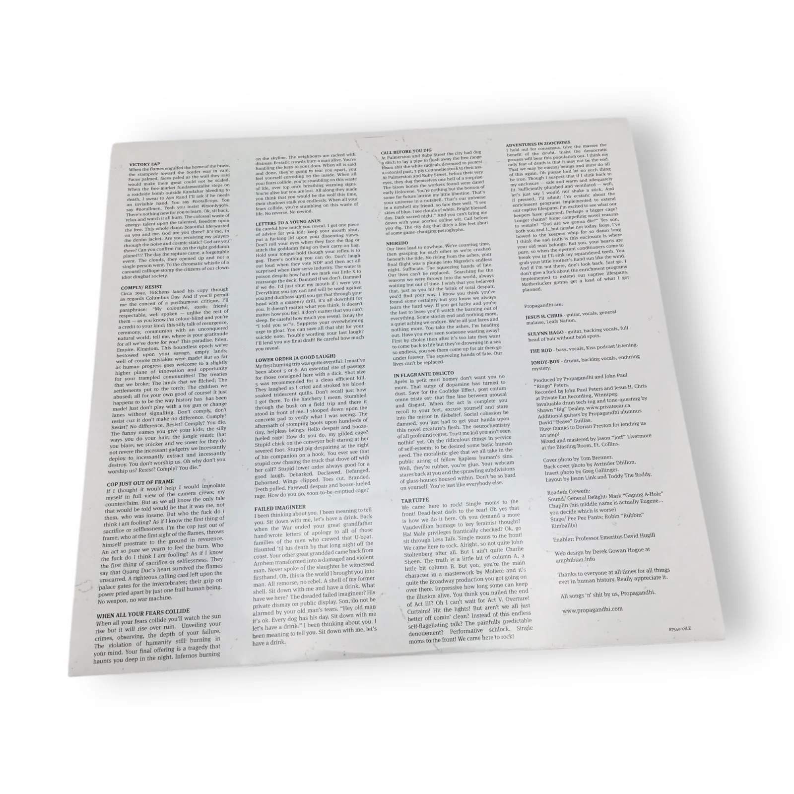 Propagandhi Victory Lap Vinyl LP Epitaph Records - Image 6