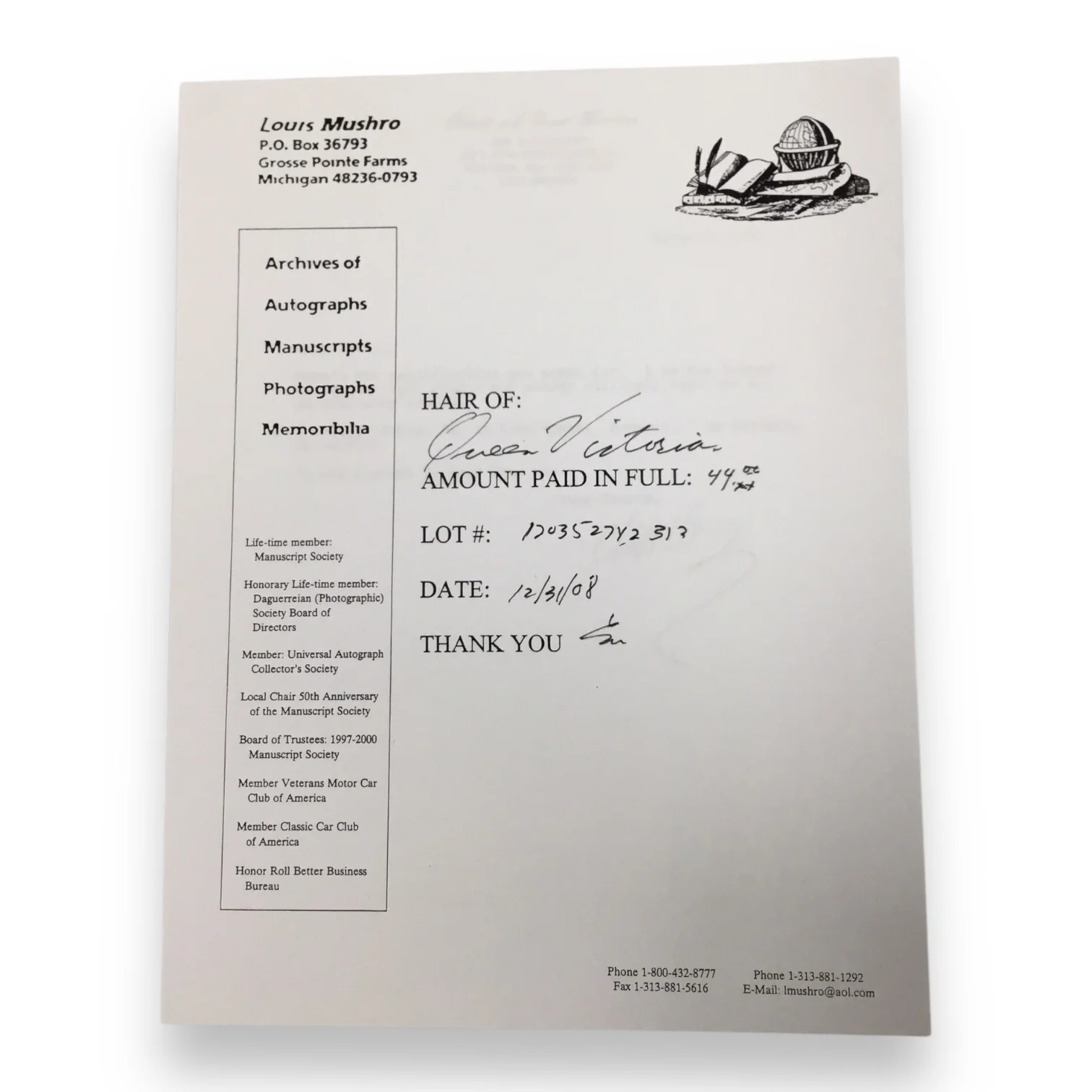 Queen Victoria Hair Clipping with Certificate of Authenticity - Image 4