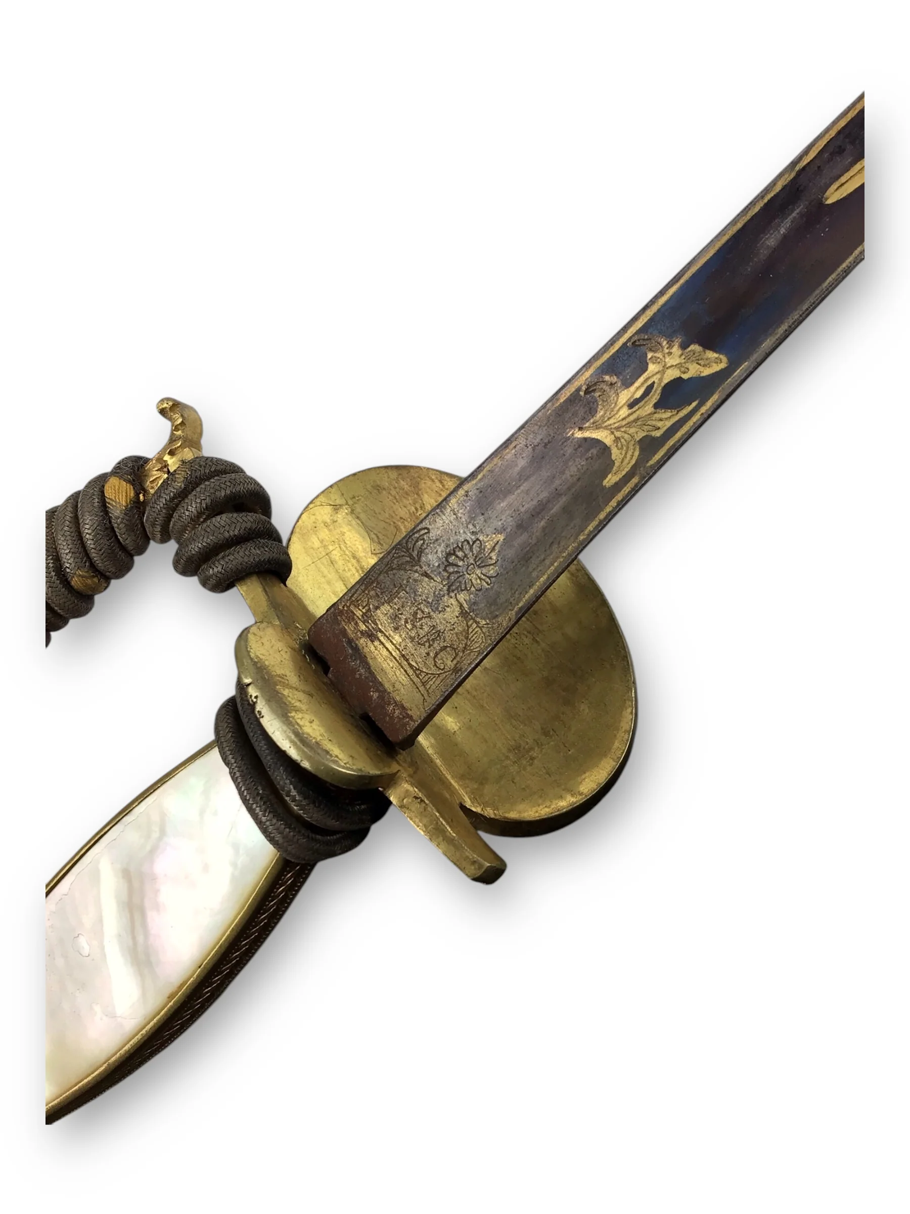 Rare German Diplomatic Sword – Napoleonic Era, ca. 1860 | Pearl Grip & Blue-Gold Inlay - Image 4
