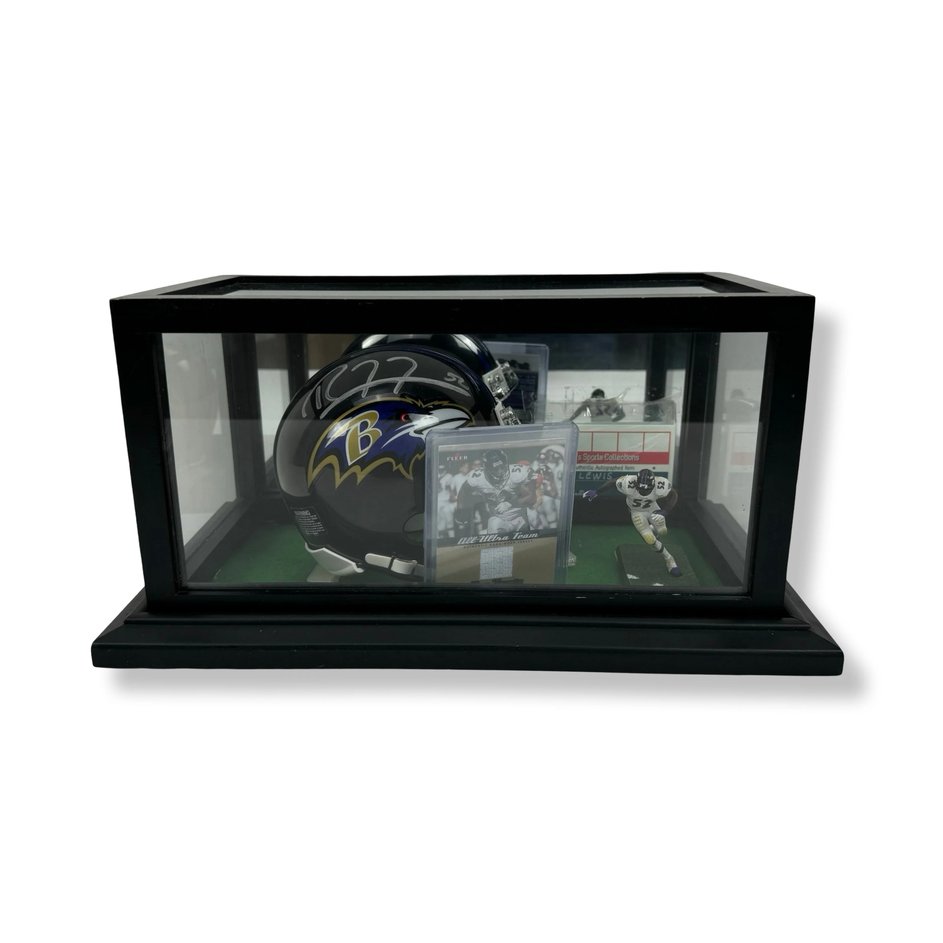 Ray Lewis Signed Ravens Mini Helmet Figure Card Shadowbox w/ COA Unique OOAK NEW - Image 3