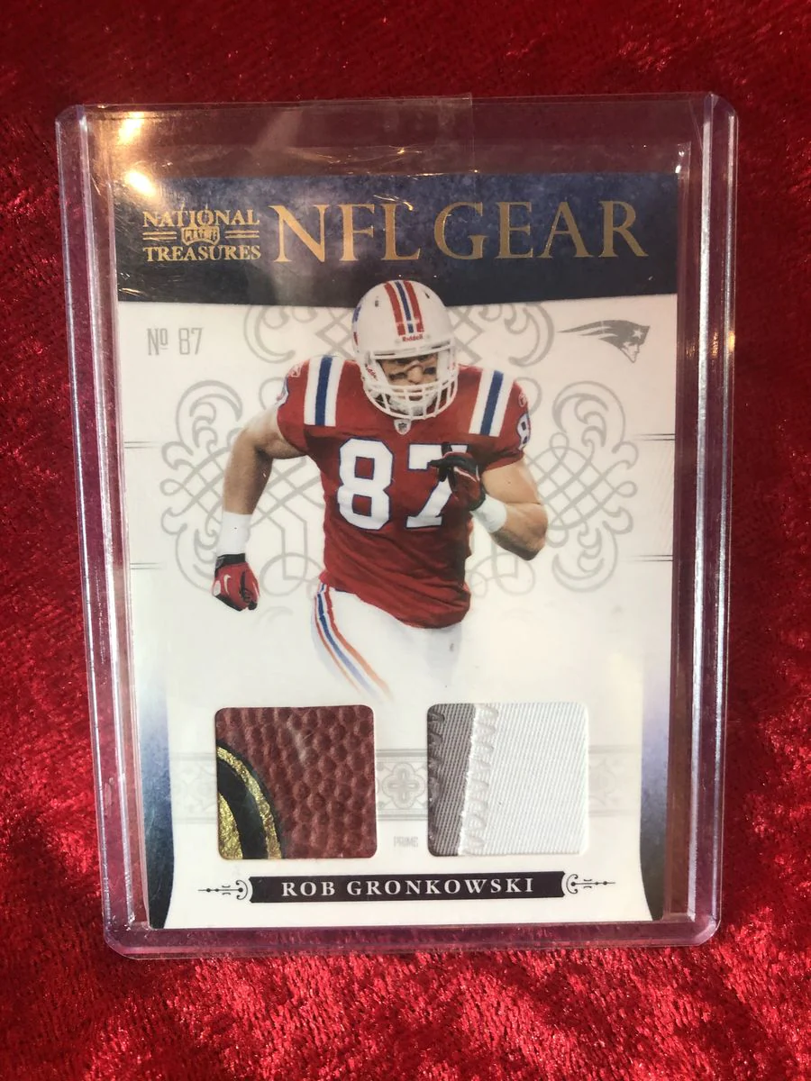 Rob Gronkowski Signed Patriots Mini Helmet Shadowbox – Card, Figure, & COA - Image 3