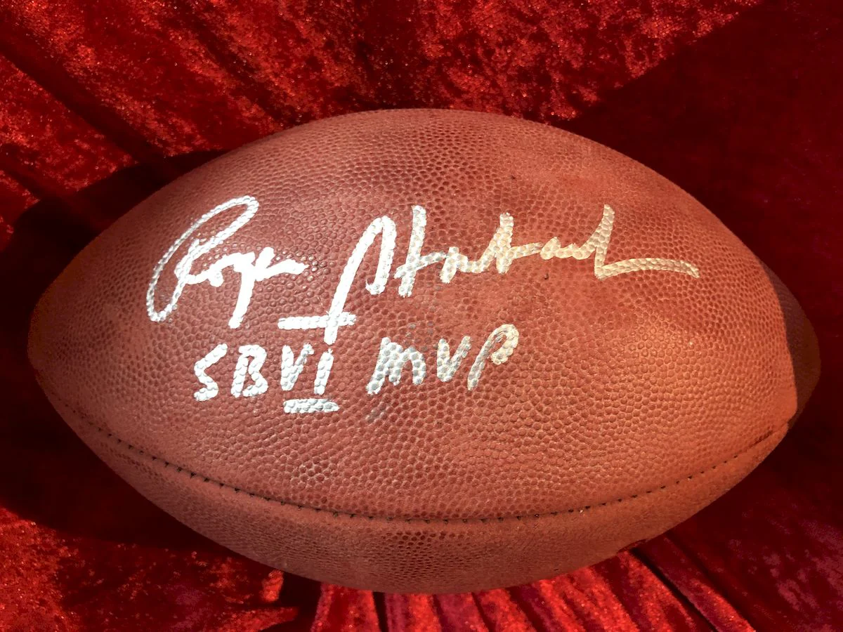 Roger Staubach Cowboys Signed Football w/ Figure & Jersey Card – JSA COA Shadowbox - Image 2