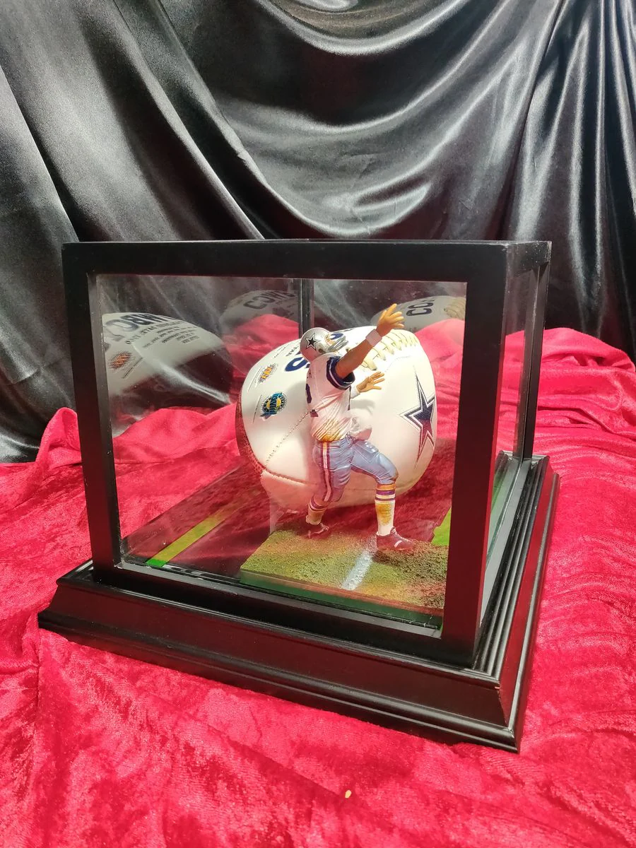 Roger Staubach Dallas Cowboys Autographed Football Shadowbox with Card + Figure - Image 11