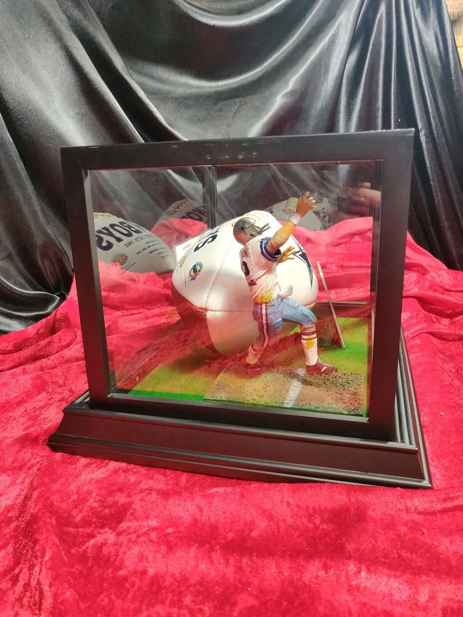 Roger Staubach Dallas Cowboys Autographed Football Shadowbox with Card + Figure - Image 10