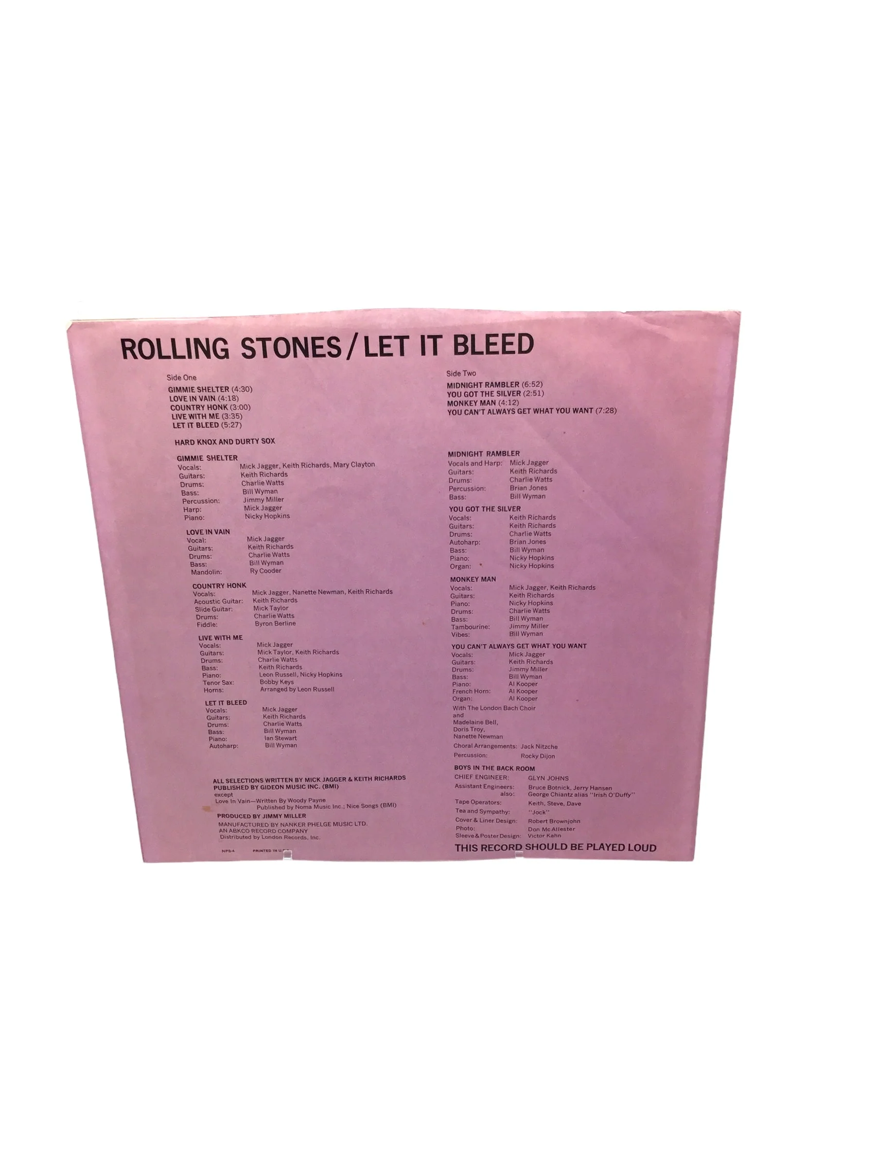 Rolling Stones  LET IT BLEED Vinyl by London Records NPS-4 w/Orig Inner Sleeve - Image 5