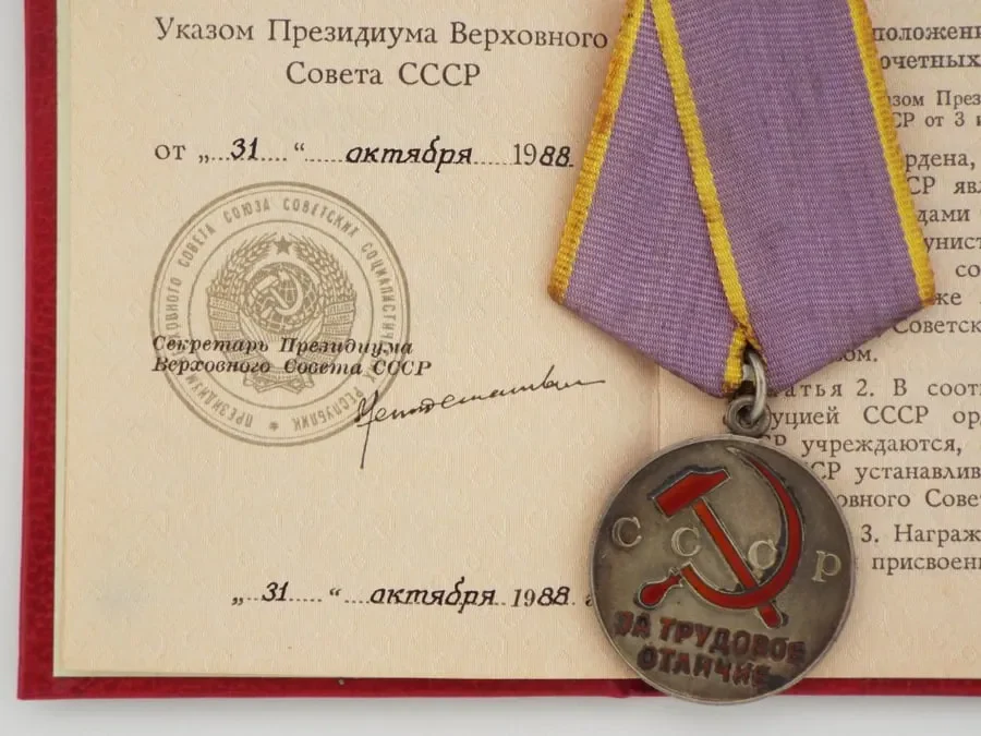 Russian WW2 Soviet Silver Medal for Valiant Labour Institute 1943 With Document - Image 5