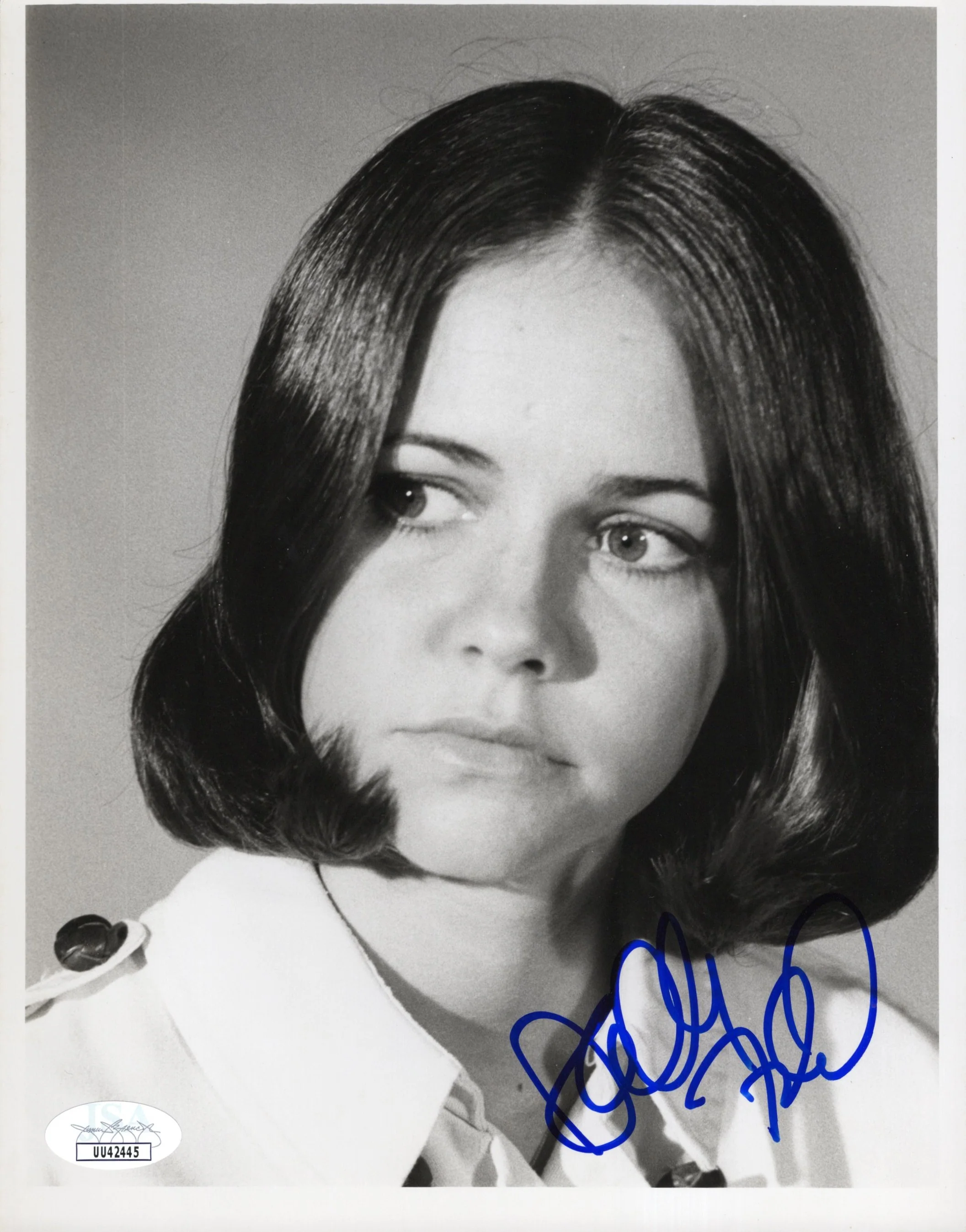 Sally Field Signed Photo 7x9 B&W, Sally Field Autograph in Uniform, Rare Early Photo, JSA and PSA Letter Double Certified Authentic UU42445