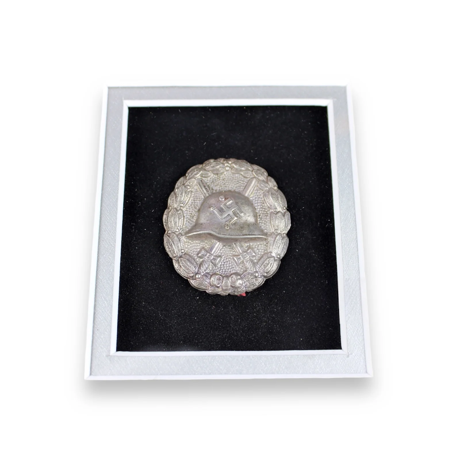 Silver Wound Badge 2nd Class with Award Doc to SS Officer Framed - Image 2