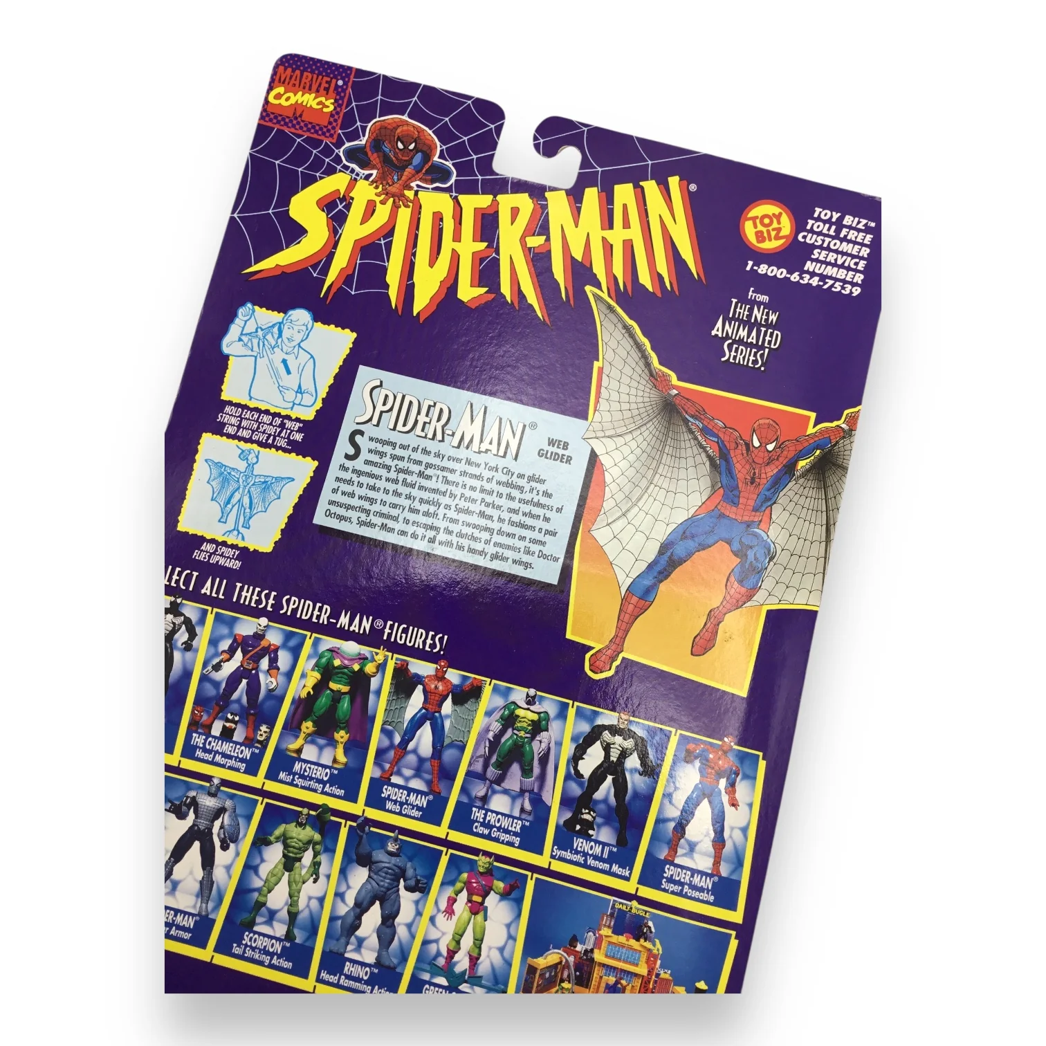Spider-Man The Animated Series Web-Glider Spiderman Action Figure 1995 - Image 6