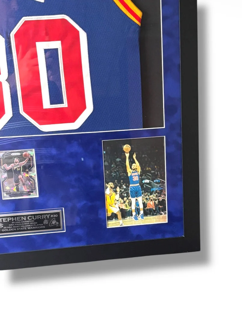 Stephen Curry Throwback Jersey w/ Ice Prizm Sports Card & Custom Name Plate - Image 3