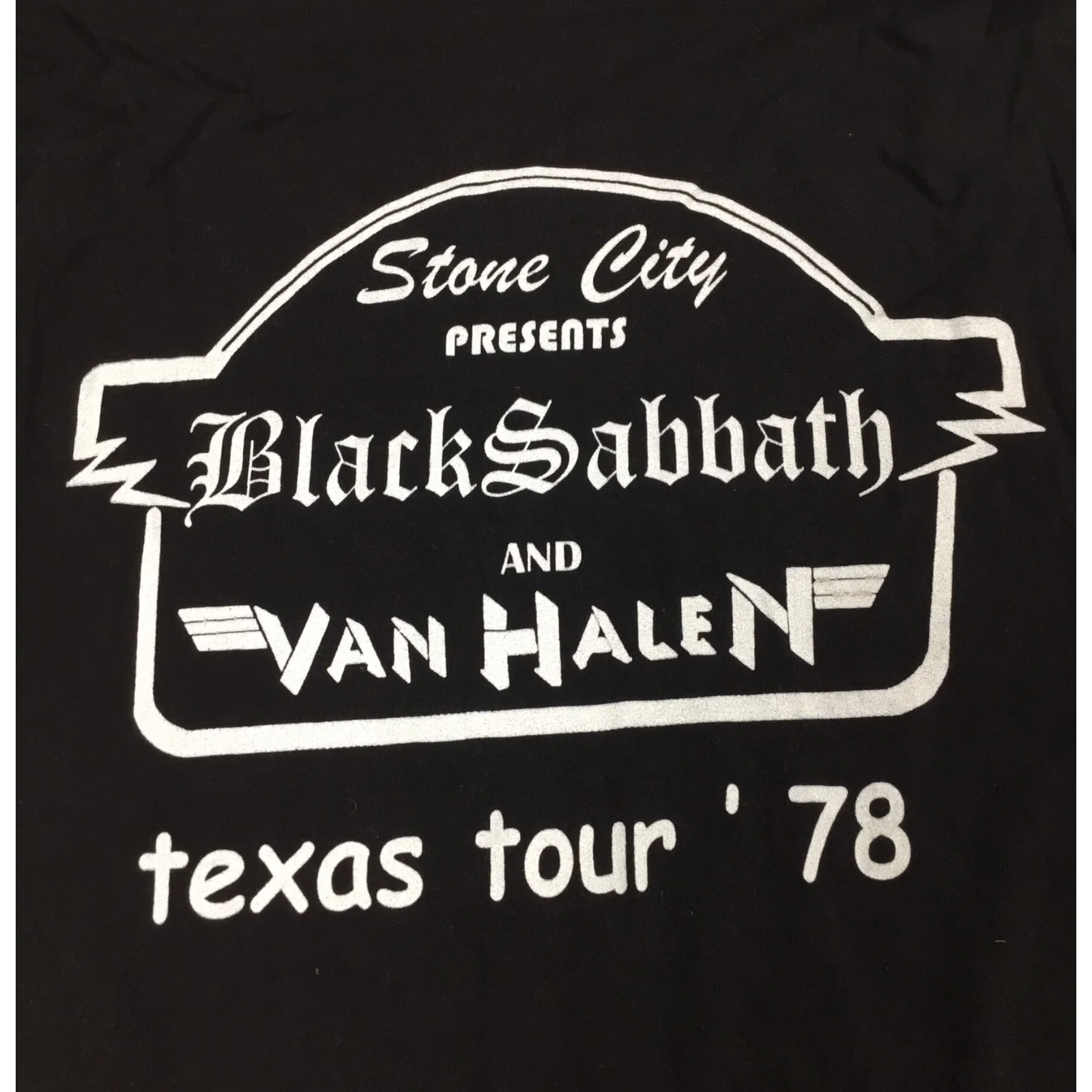 Stone City Presents Black Sabbath & Van Halen Texas Tour '78 Concert T-Shirt - Image 4