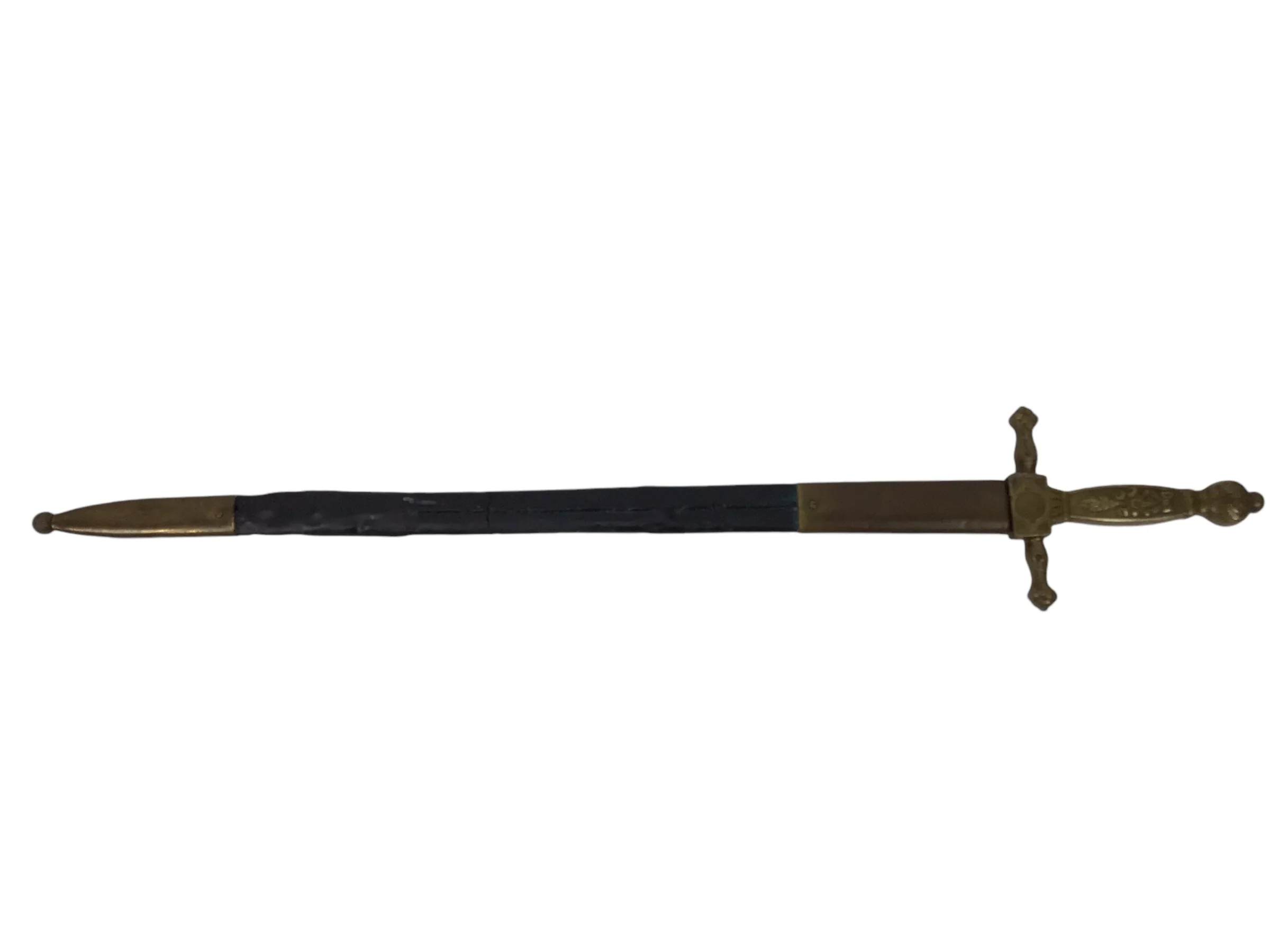 US Rev War or Early 19thC Short Sword w/ Intact Leather Metal Sheath - Image 2