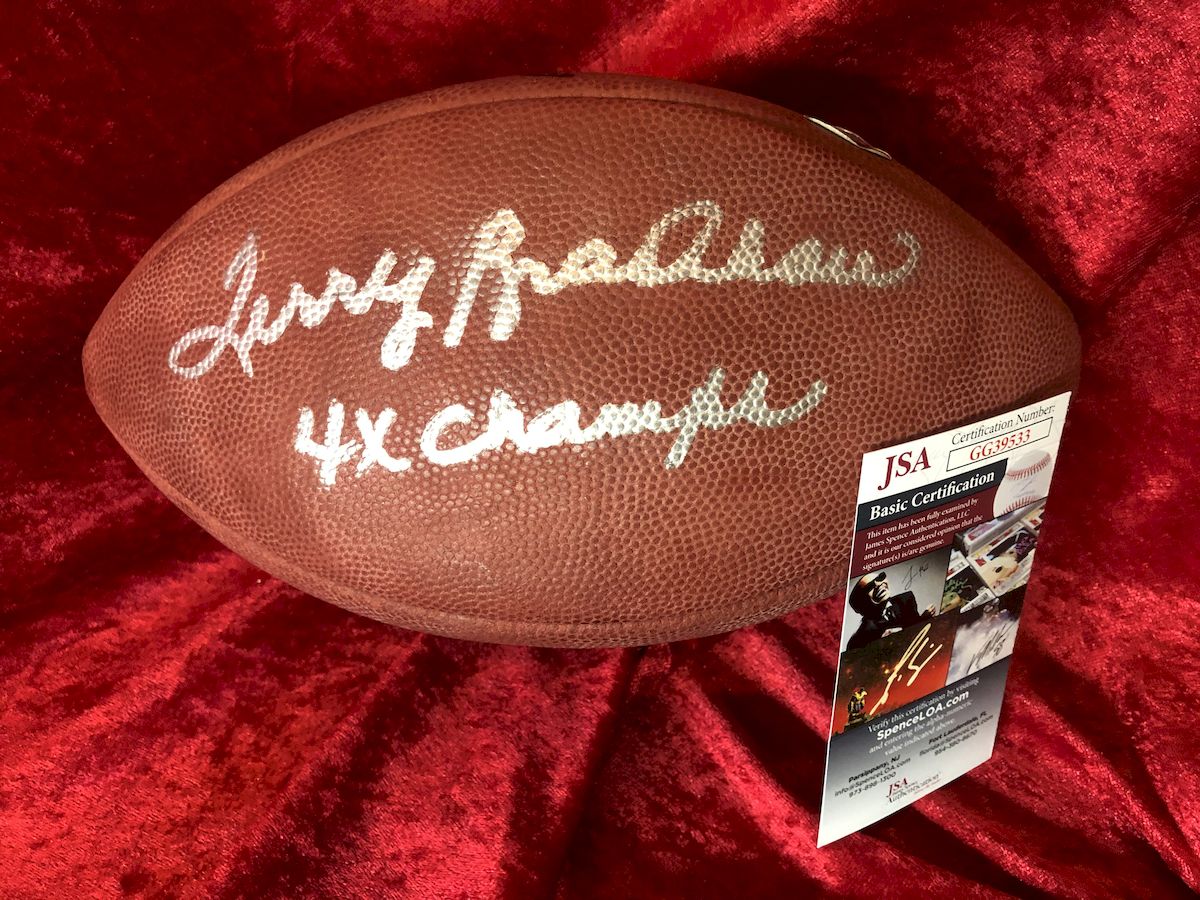 Terry Bradshaw Pittsburgh Steelers Autographed Football & Action Figure in Shadowbox (Copy) - Image 2