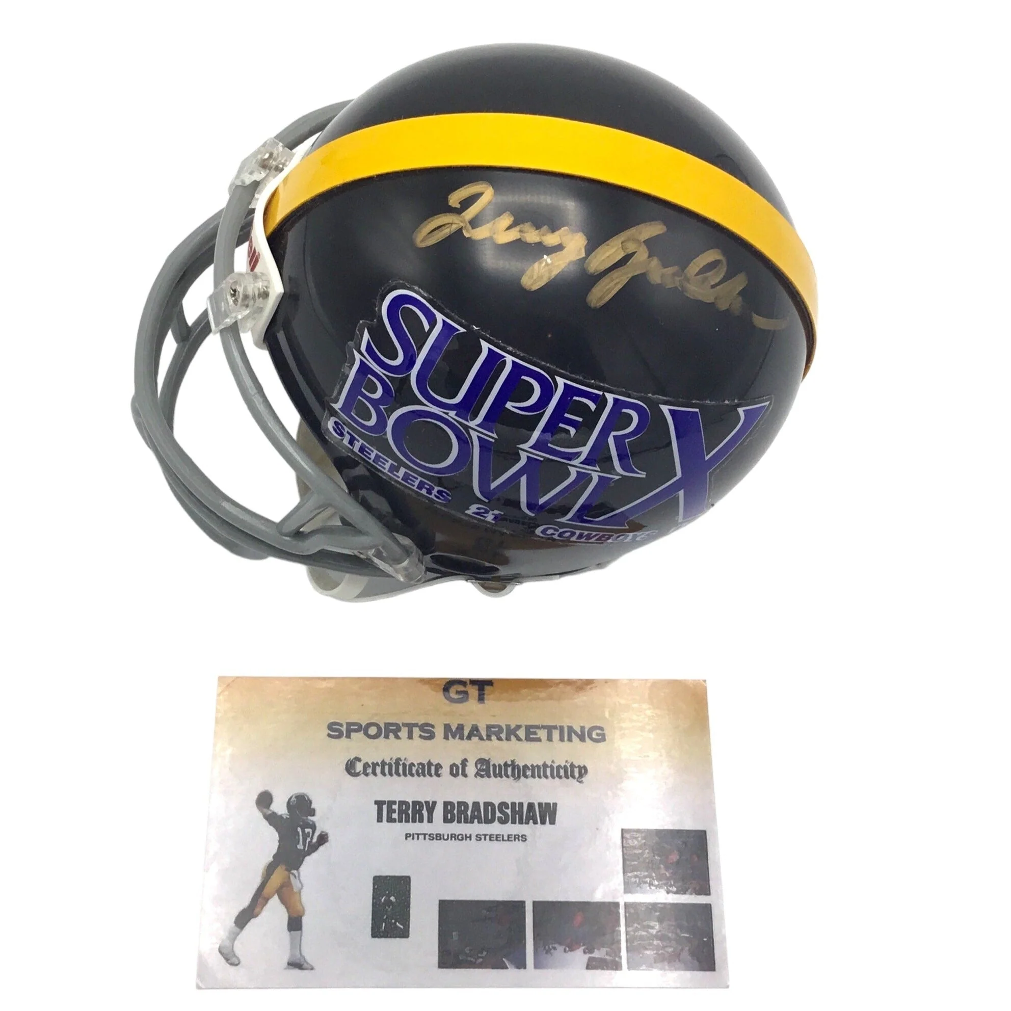 Terry Bradshaw Signed Autographed Super Bowl X Mini-Helmet Bradshaw Hologram
