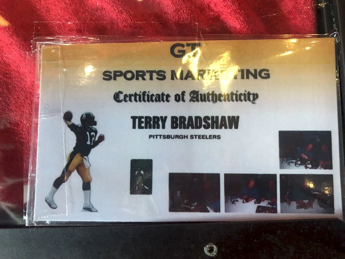 Terry Bradshaw Steelers Certified Authentic Autographed Football Shadowbox - Image 4
