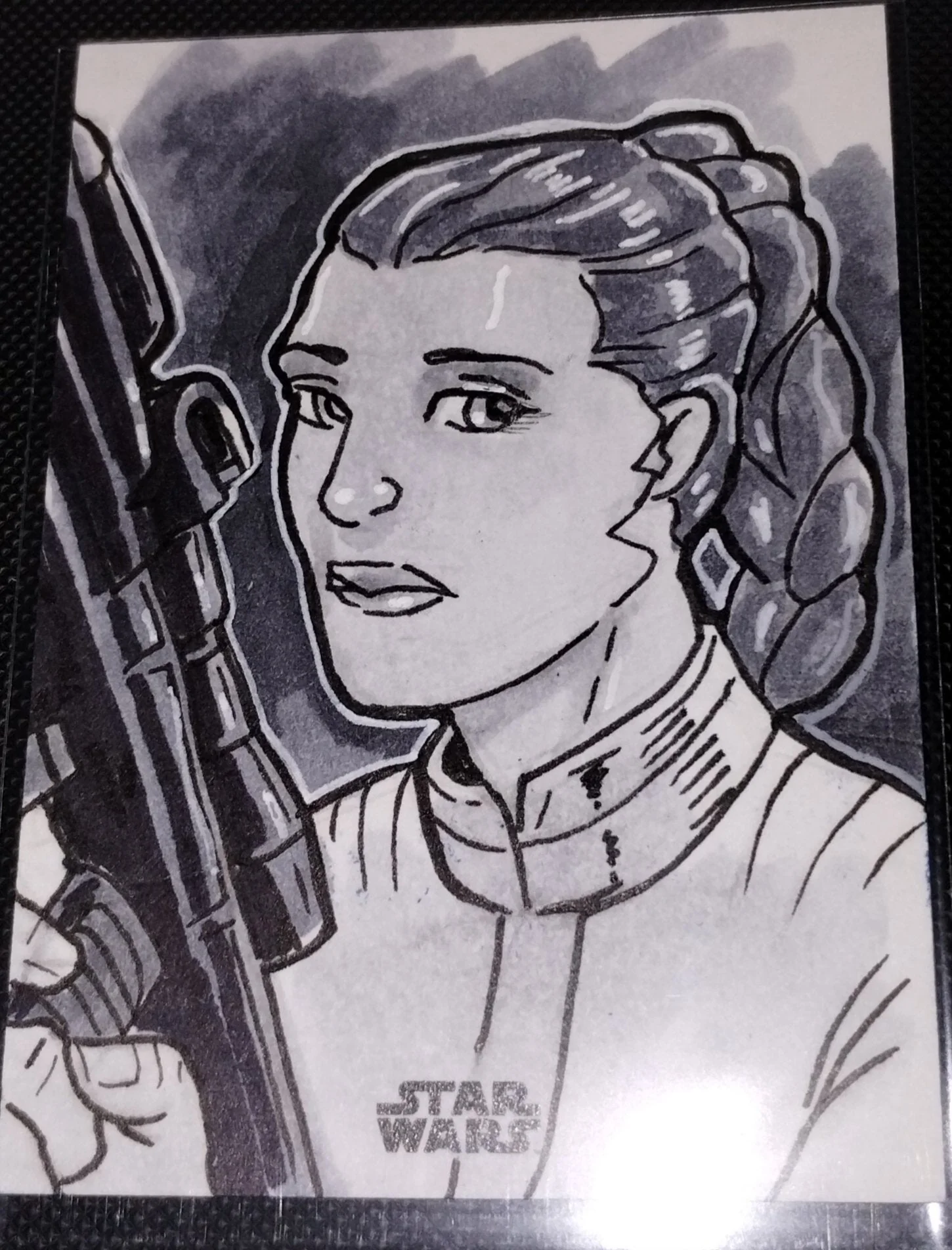 Topps Star Wars Sketch Card of Princess Leia, Signed by the artist