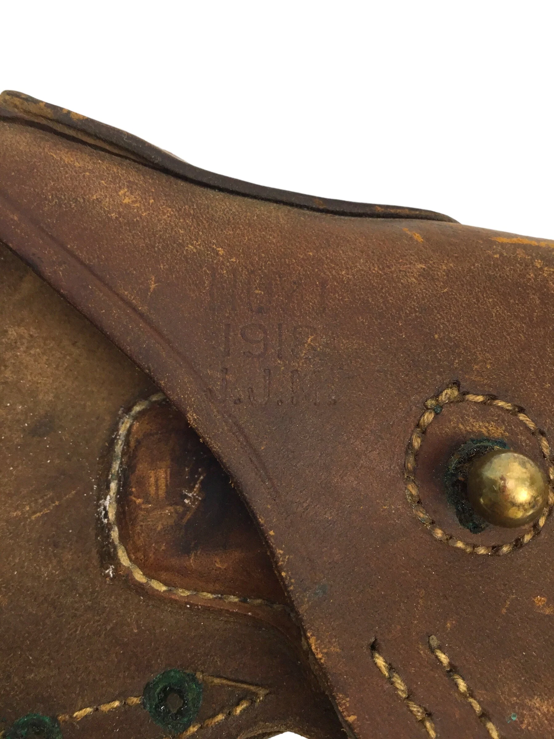 U.S. 1911 Leather Pistol Holster marked 1918, "J.J.M." - Image 4