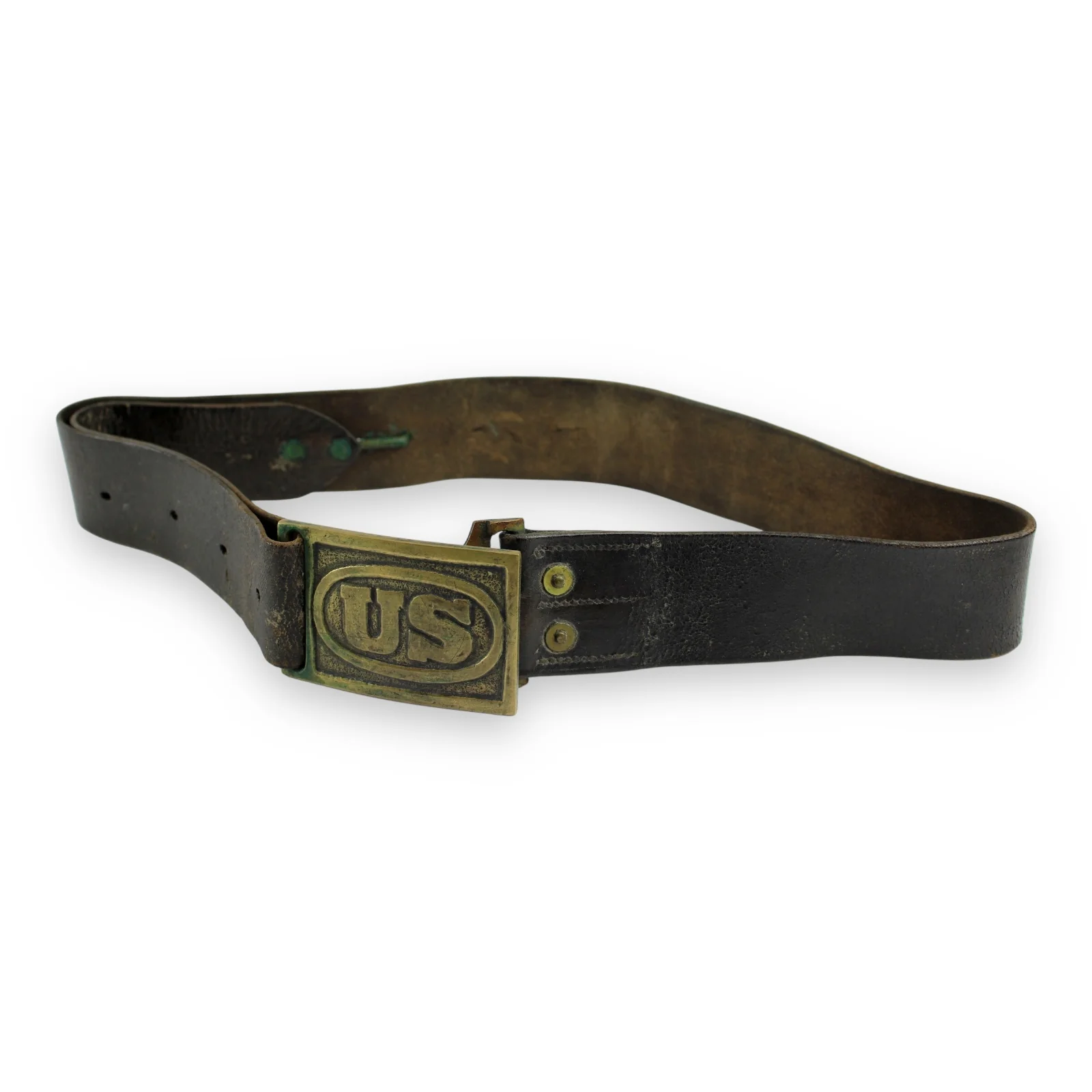 U.S. 19th Century Military Brass Buckle with Original Leather Belt - Image 5