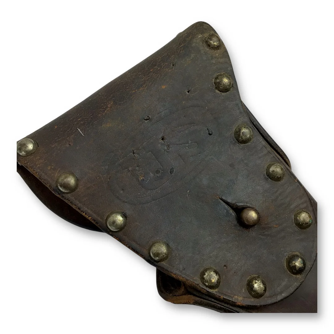 U.S. WWII Leather Pistol Holster Boyt 1940 & Non-Regulation Brass Stud - Image 7