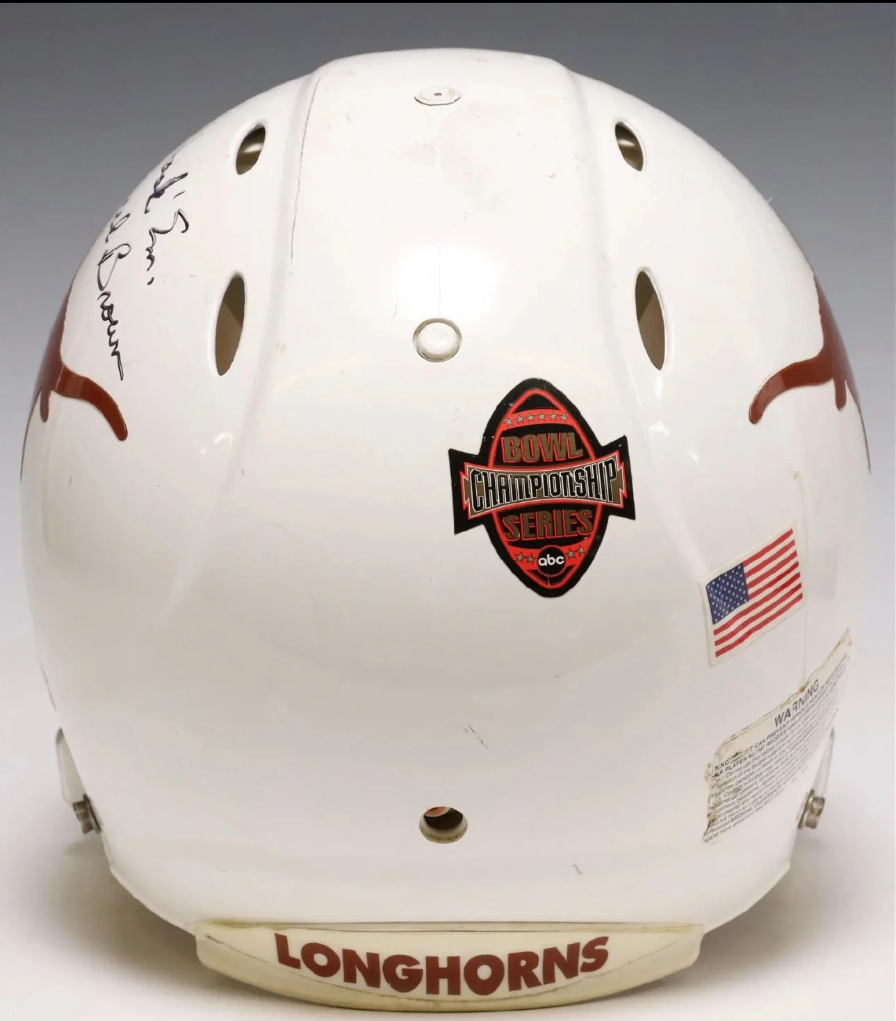 University Of Texas Football Helmet Game Used Autographed By Mack Brown - Image 4