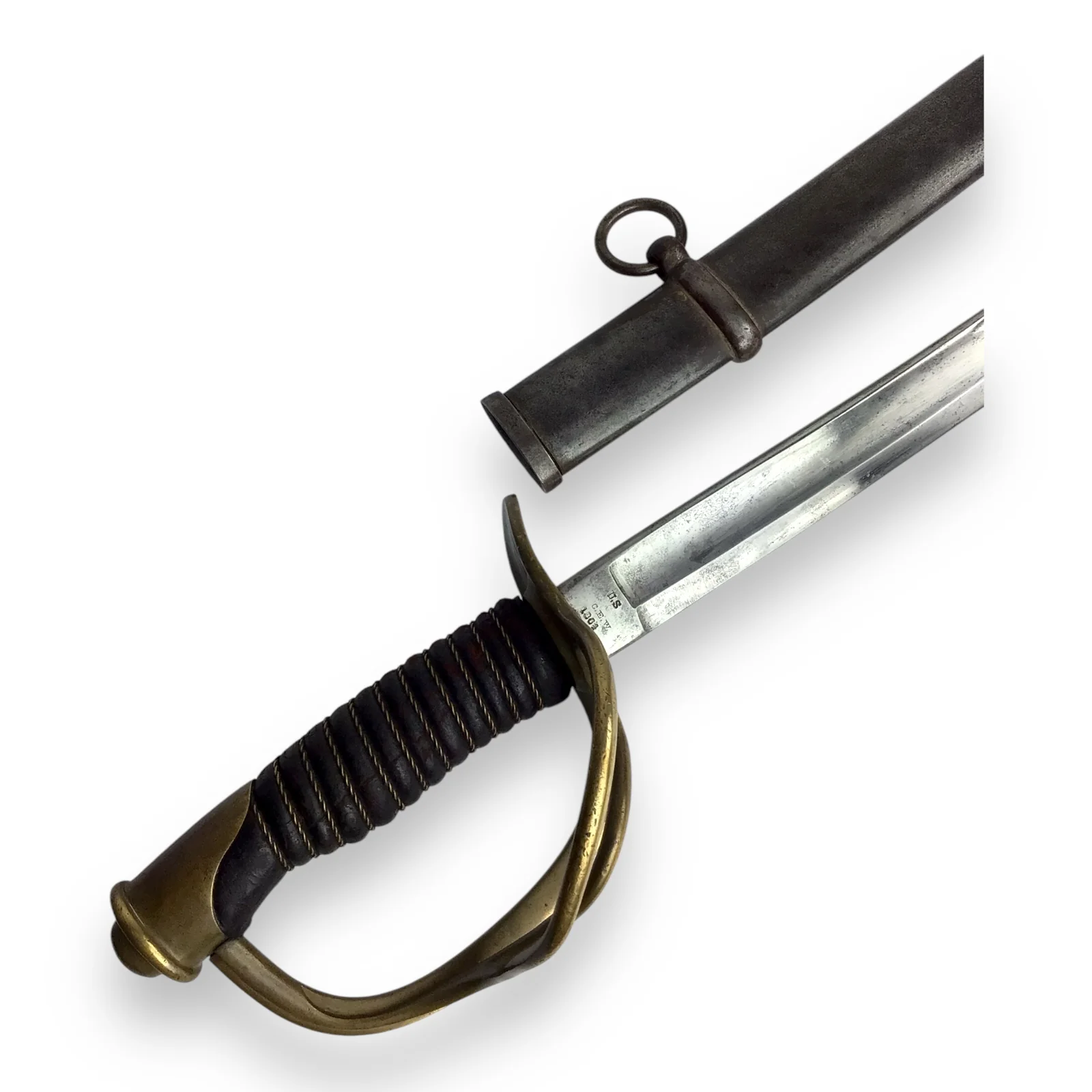 U.S. Civil War 1864 Cavalry Sword by Emerson & Silver, Trenton NJ + Sheath - Image 3