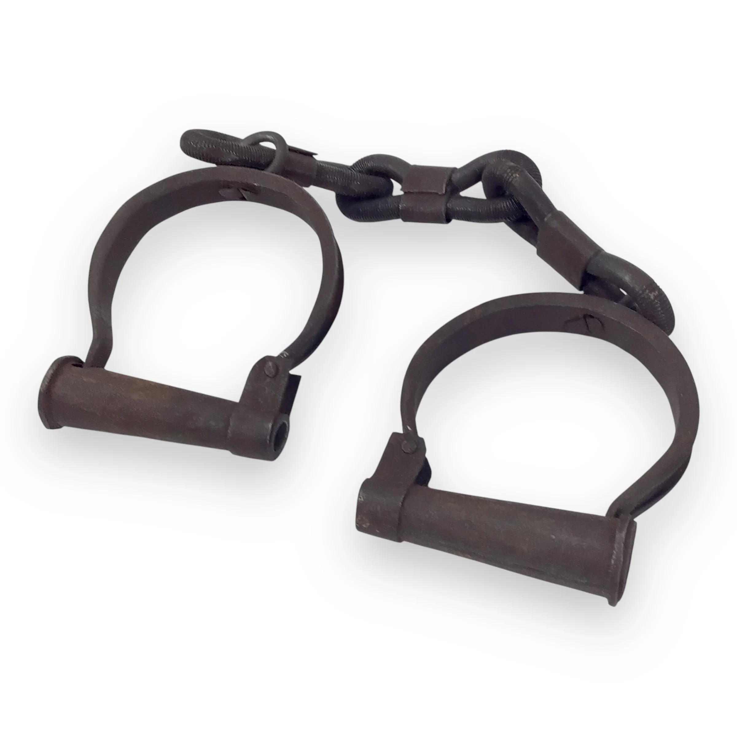 Civil War Era Iron Shackles / Handcuffs – Forged Prisoner Restraints Relic