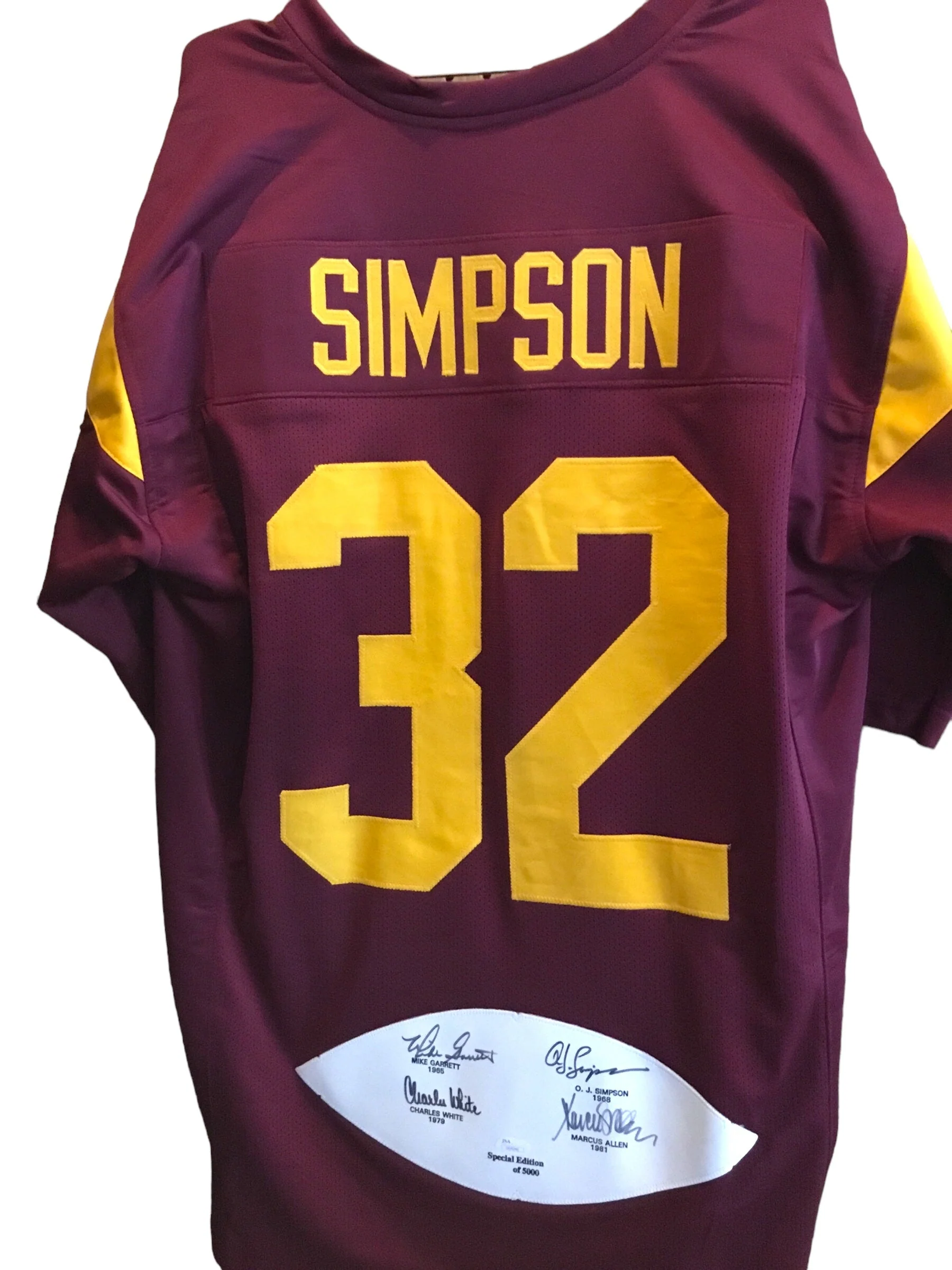 USC Trojans Legends Jersey Signed by O.j. Simpson, Marcus Allen, Charles White, Mike Garrett - JSA COA