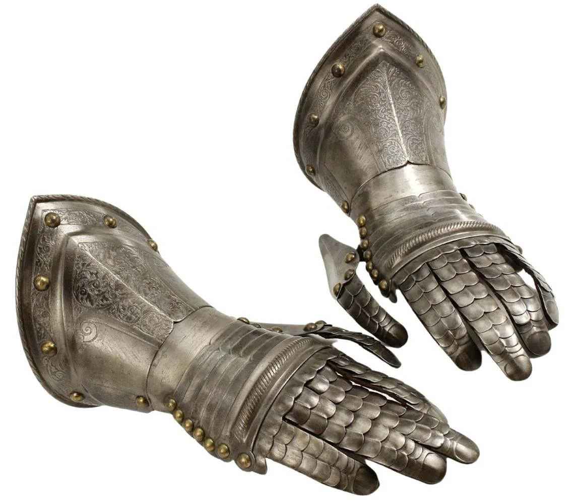 Victorian Knight’s Armor Gauntlets – 16th–17th C. Style w/ Etched Detail - Image 3