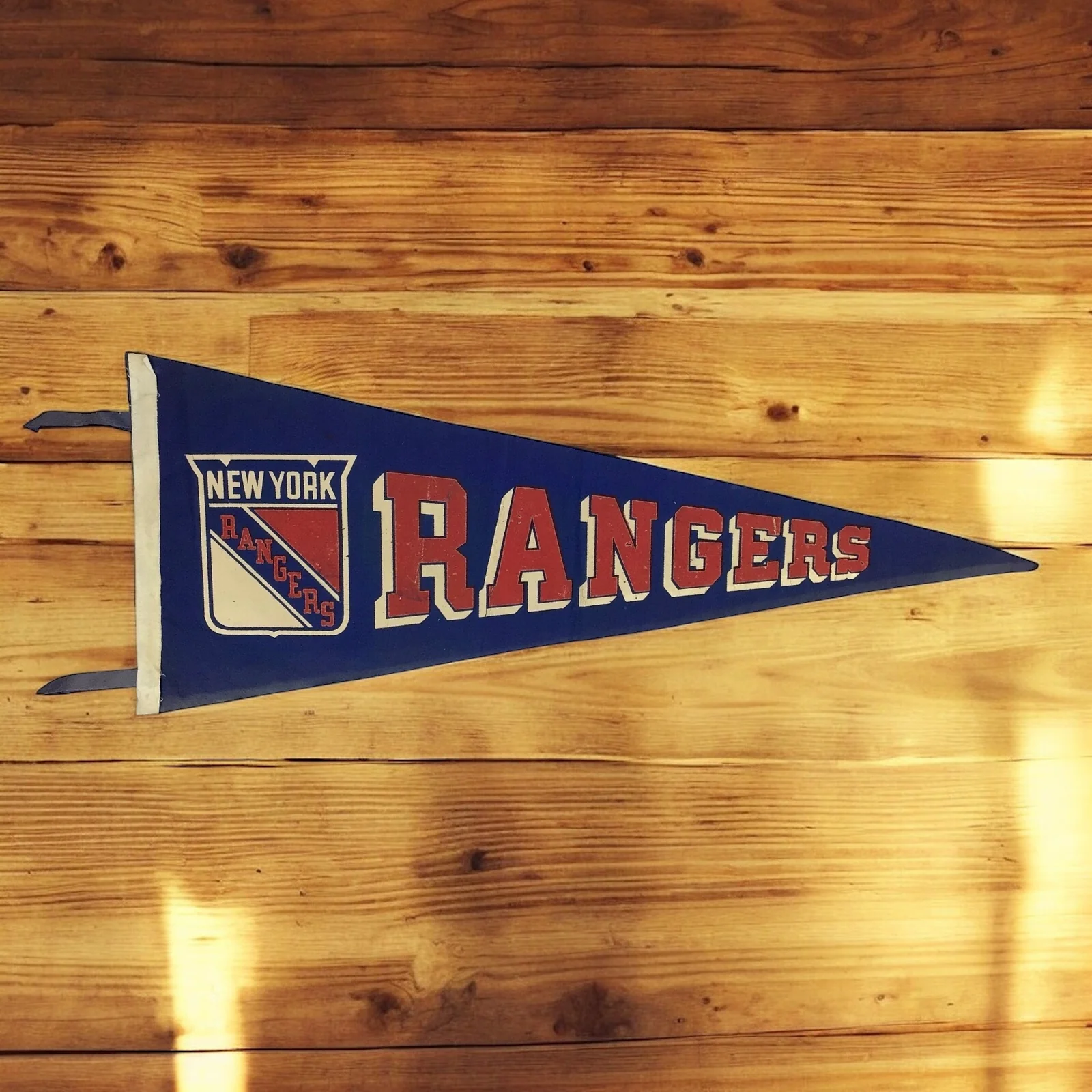 Vintage 1950s New York Rangers Felt Pennant – Blue & Red, Rare NHL - Image 5