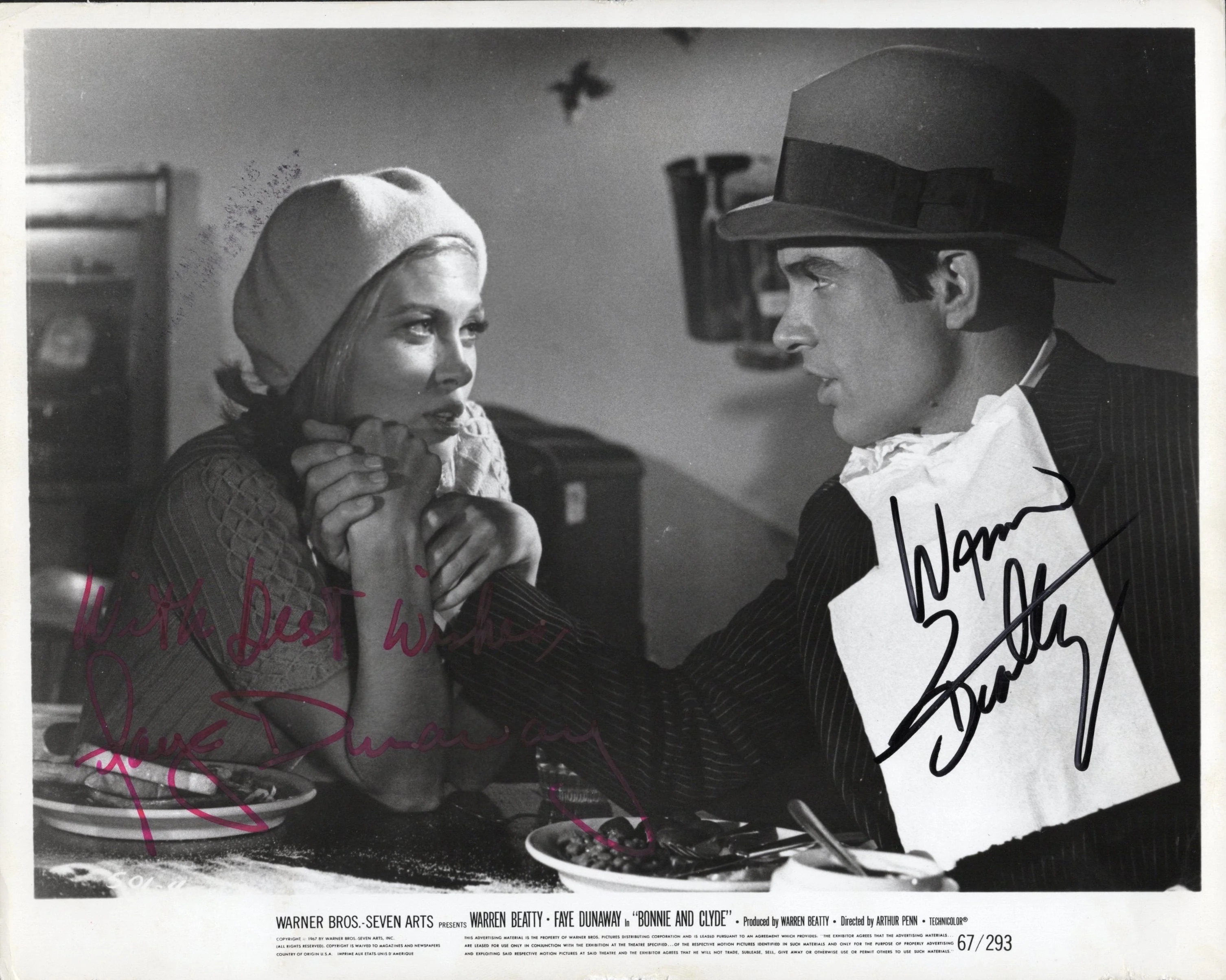 Warren Beatty & Faye Dunaway Signed Movie Promo 8x10 in Bonnie and Clyde