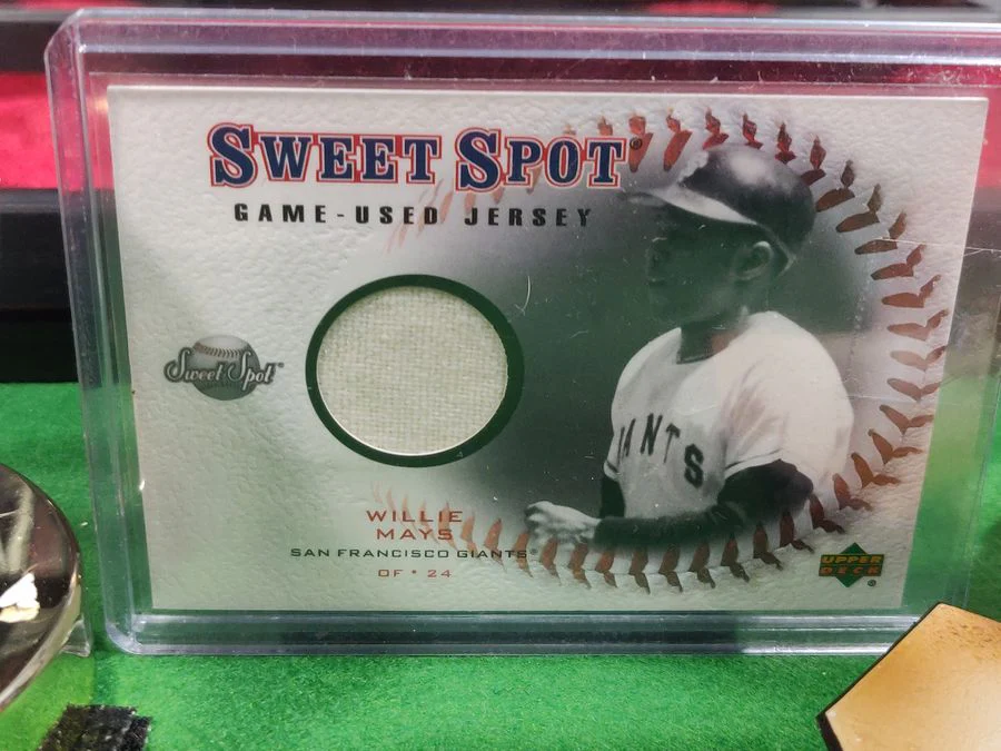 Willie Mays Shadowbox w/ Signed Baseball, Card, and Figure - Image 8