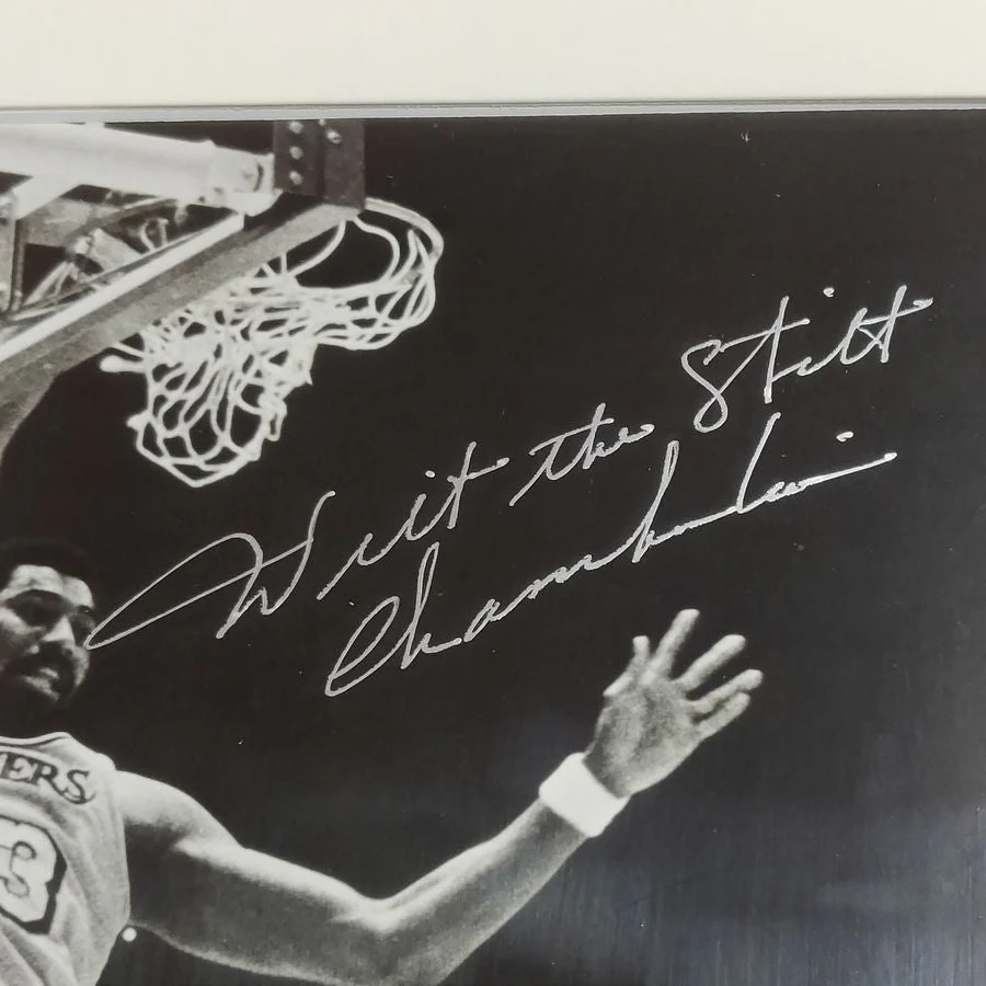 Wilt Chamberlain Signed 12x15 Framed Photo Lakers Global Authentics COA - Image 2