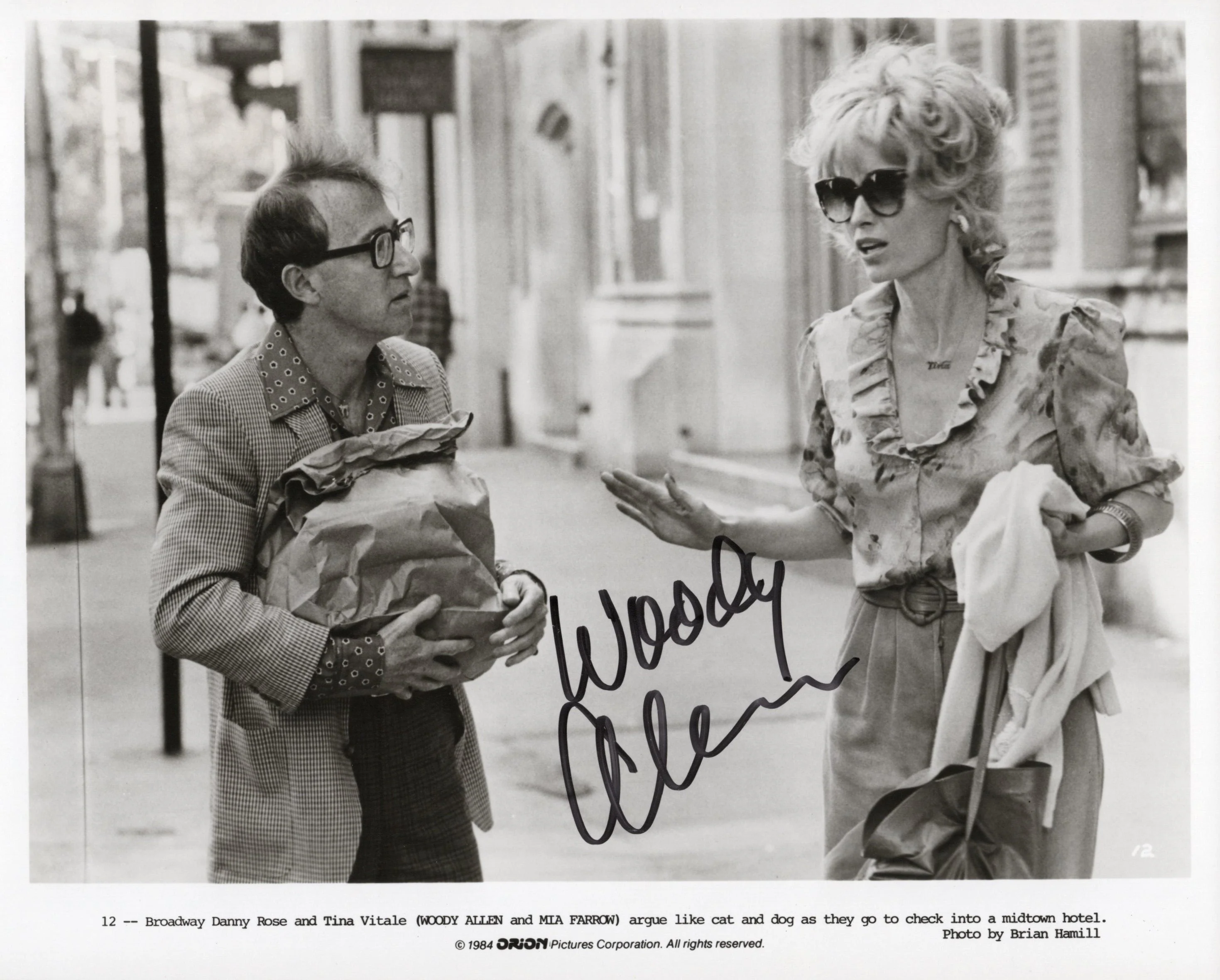 Woody Allen Signed Photo 8x10 – Broadway Danny Rose, Secretarial Signature