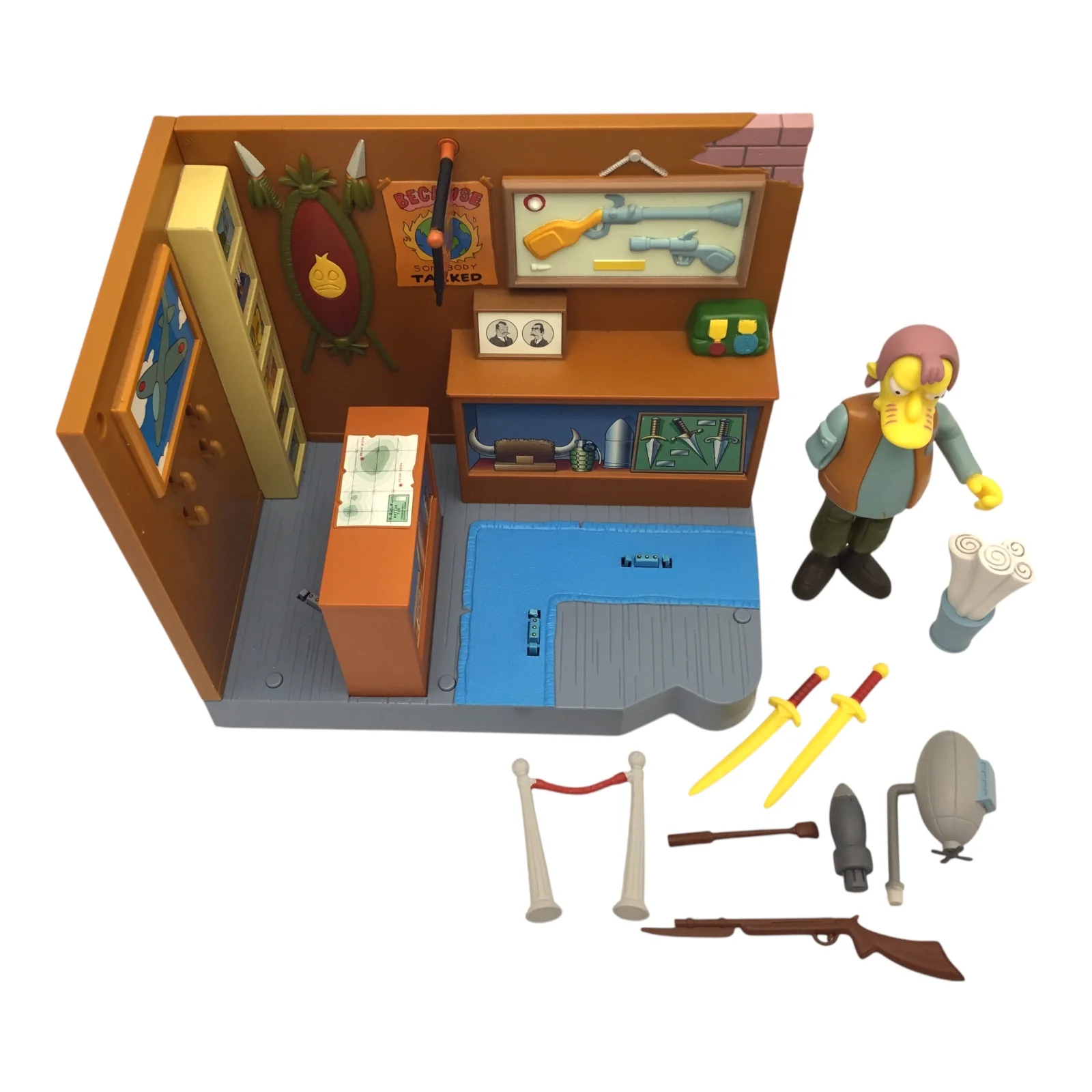 World of Springfield The Simpsons Military Antique Shop Playset Playmates, Loose - Image 2