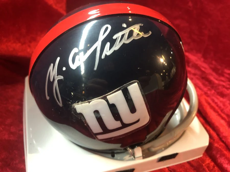 Y.A. Tittle Giants Autographed Mini Helmet Shadowbox w/ Card & Figure COA - Image 5